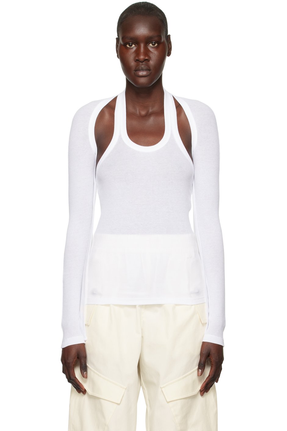 Dion Lee - T-shirt à manches longues modulaire blanc