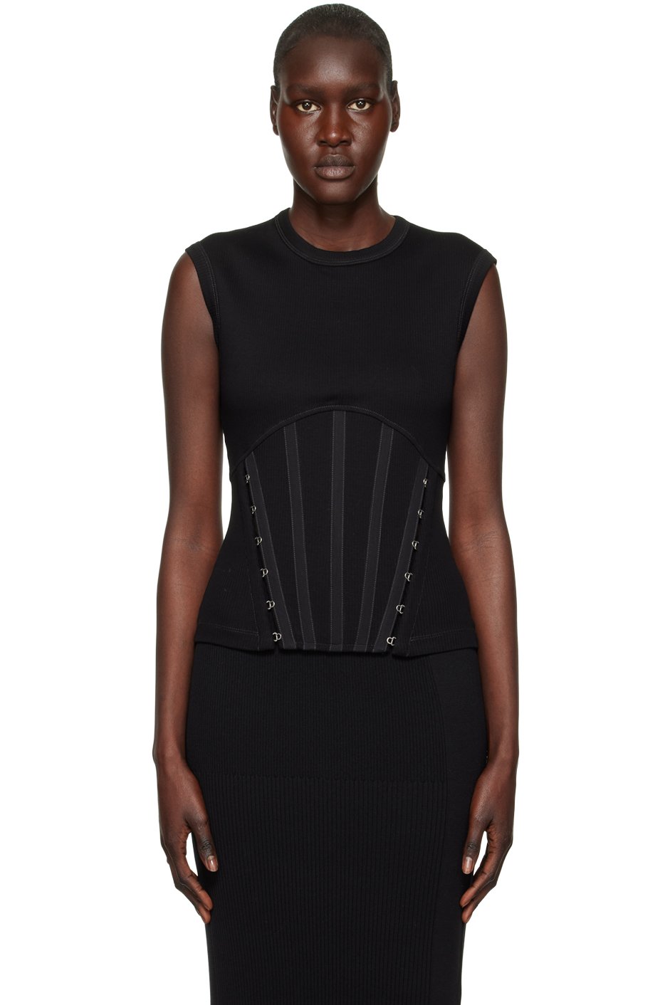 Dion Lee - Débardeur noir à ourlet fendu
