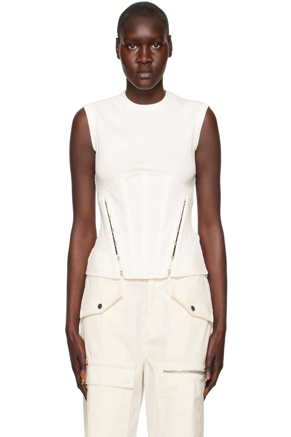 Dion Lee - Débardeur de style corset blanc à ourlet fendu