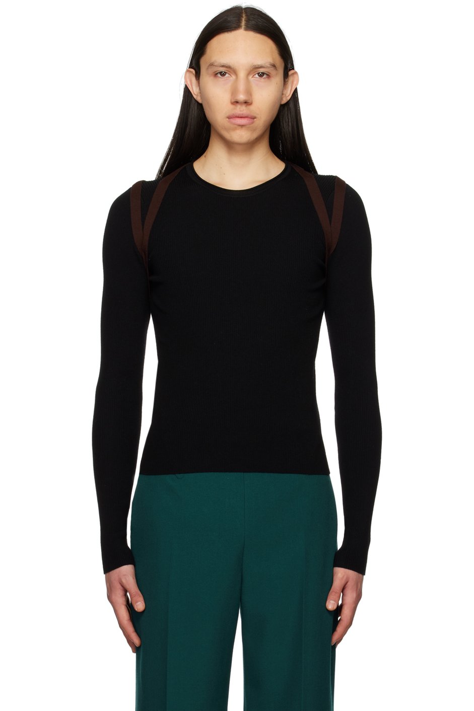 Dion Lee - T-shirt à manches longues noir à harnais