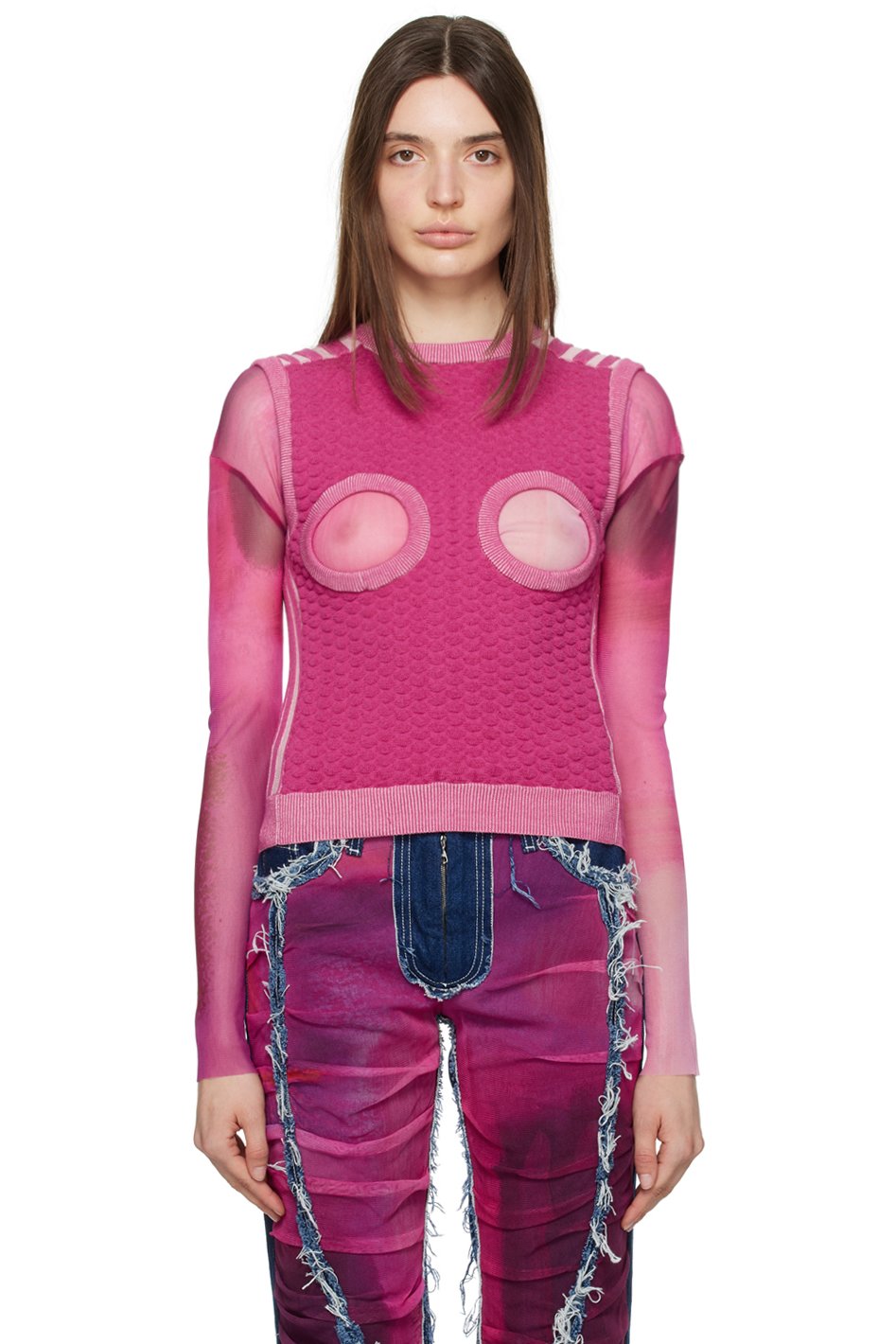 Paula Canovas Del Vas - Gilet rose à découpes