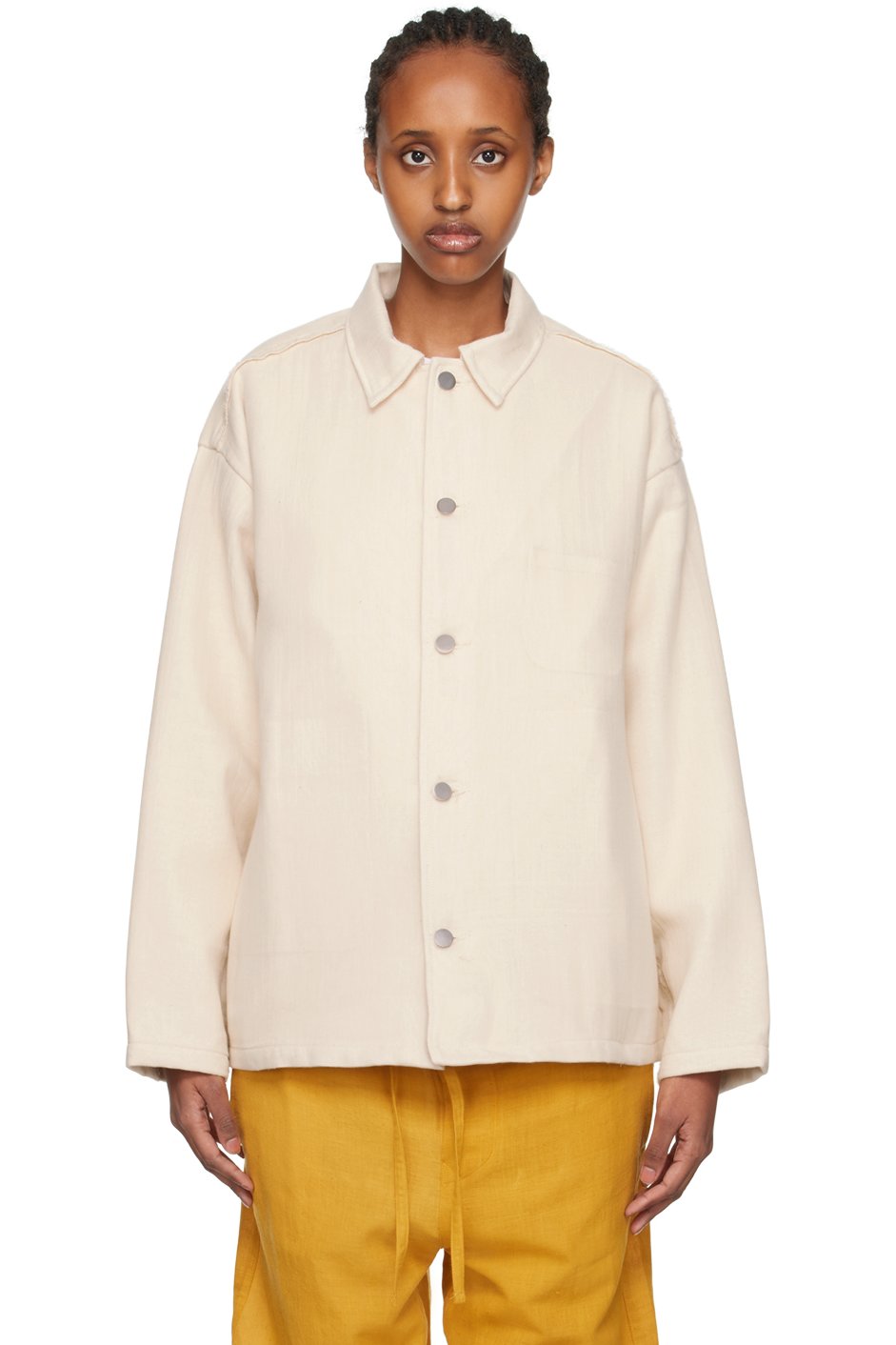 AIREI - Blouson blanc cassé à bords bruts