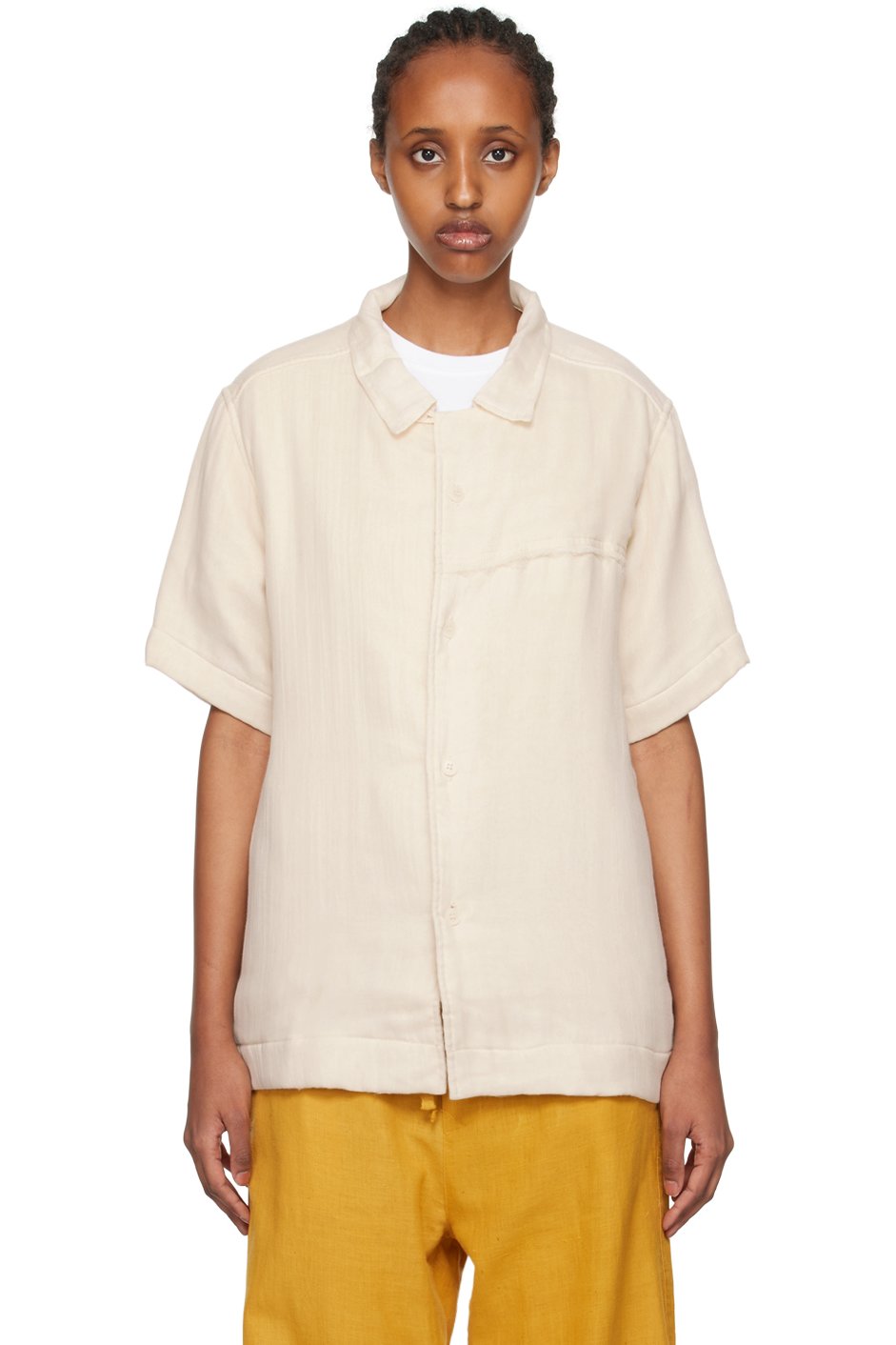 AIREI - Chemise blanc cassé à bords bruts