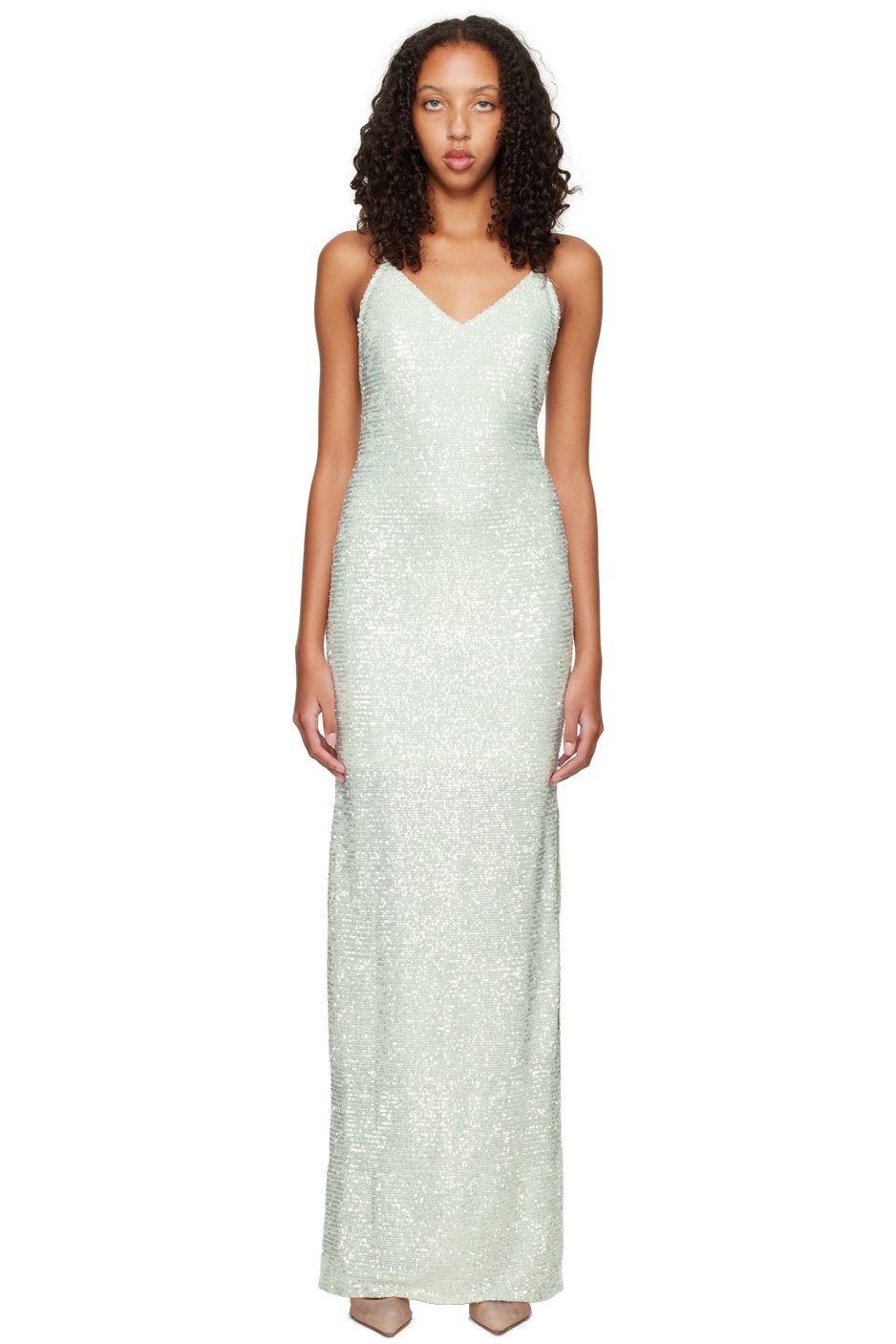 Nina Ricci - Robe longue verte à paillettes