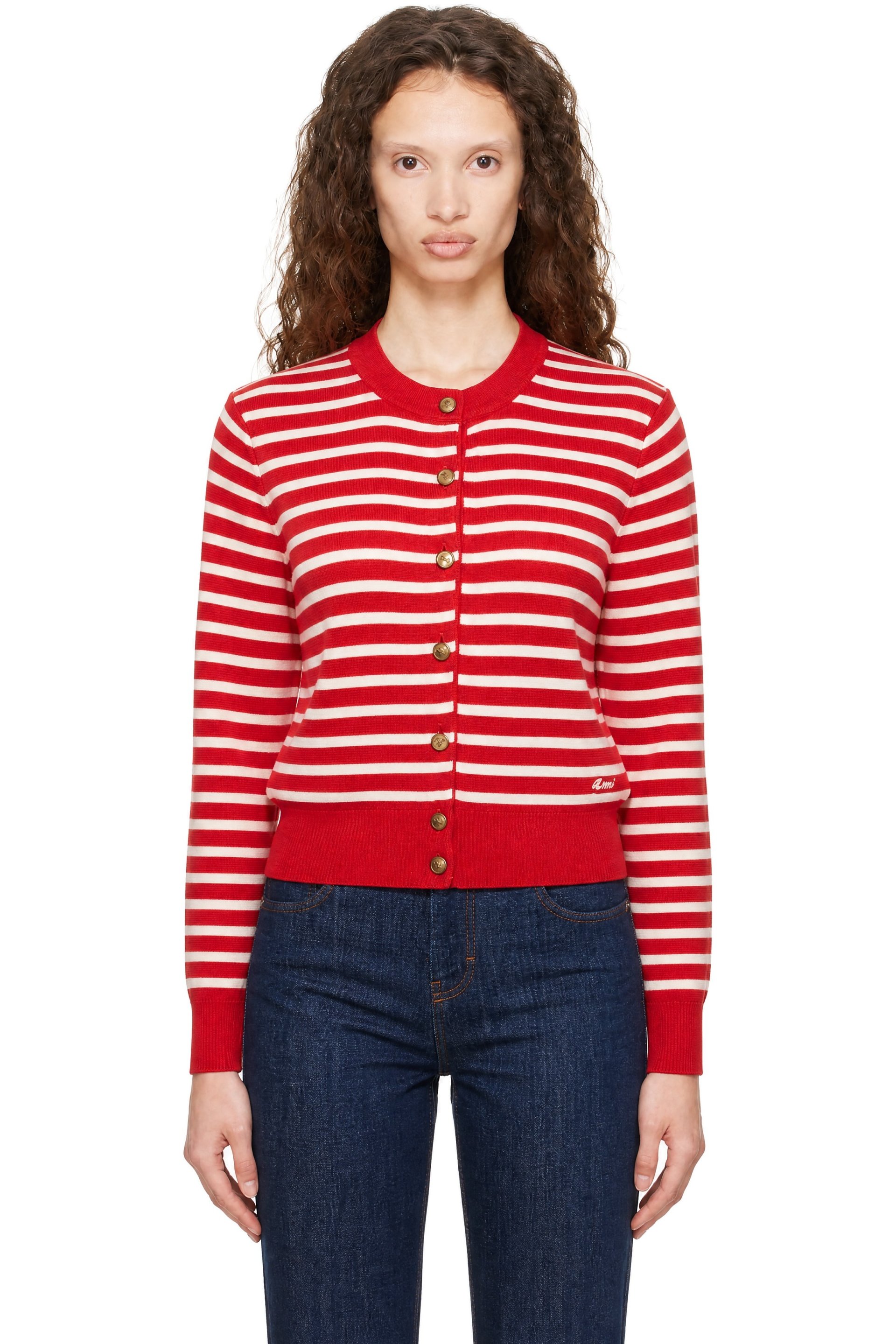 AMI Paris - Red & Off-White Sailor Cardigan