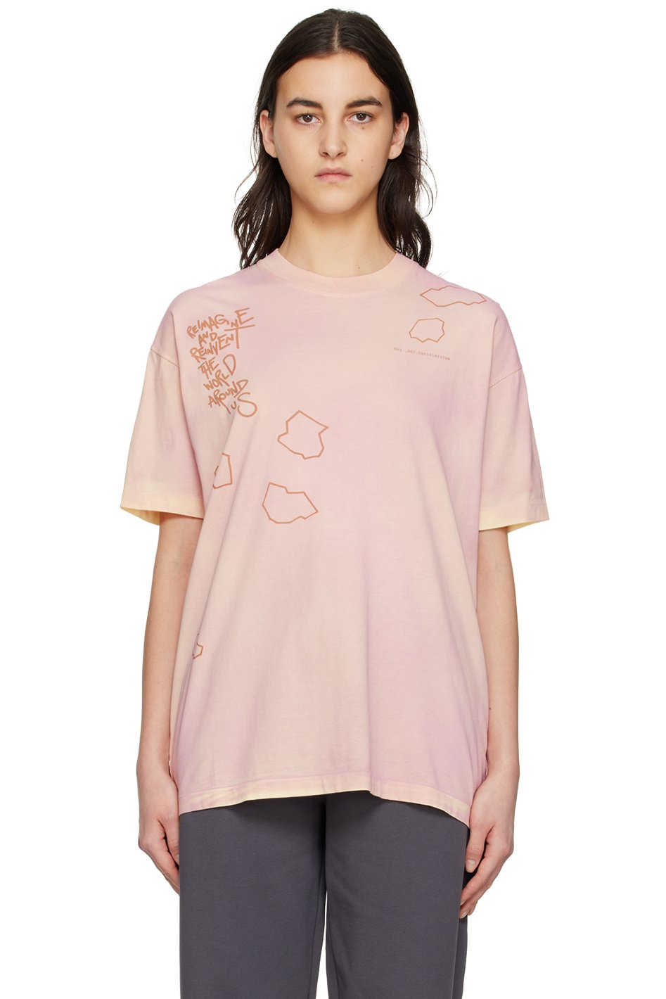 Objects IV Life - T-shirt rose à effet patiné