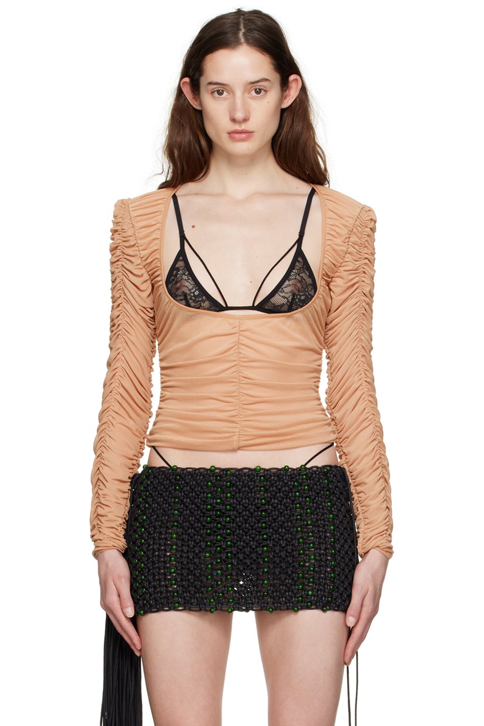 Shawna Wu - T-shirt à manches longues beige exclusif à SSENSE