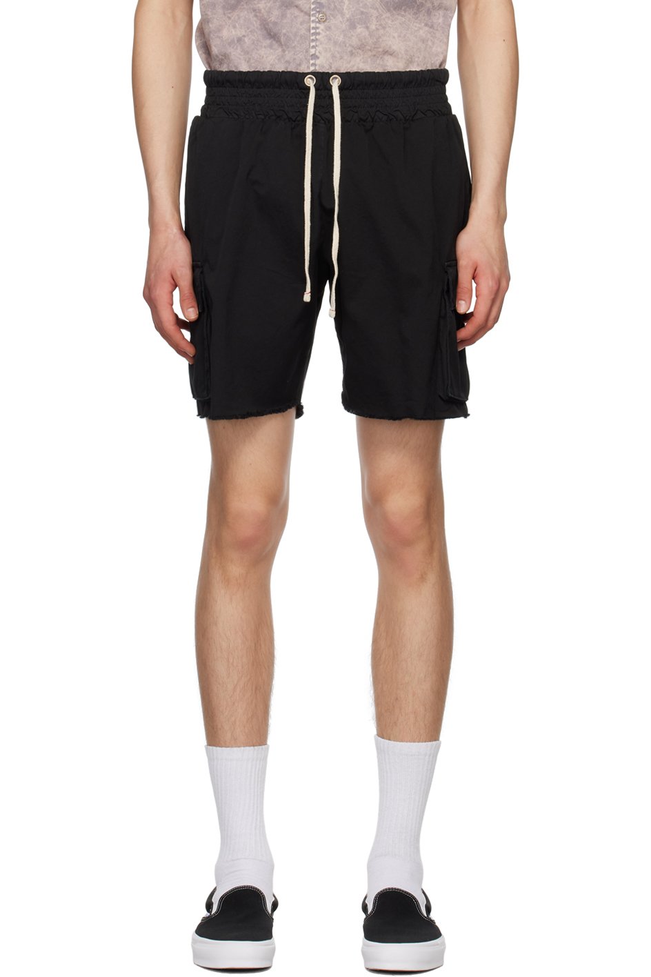 Les Tien - Black Cargo Pocket Shorts