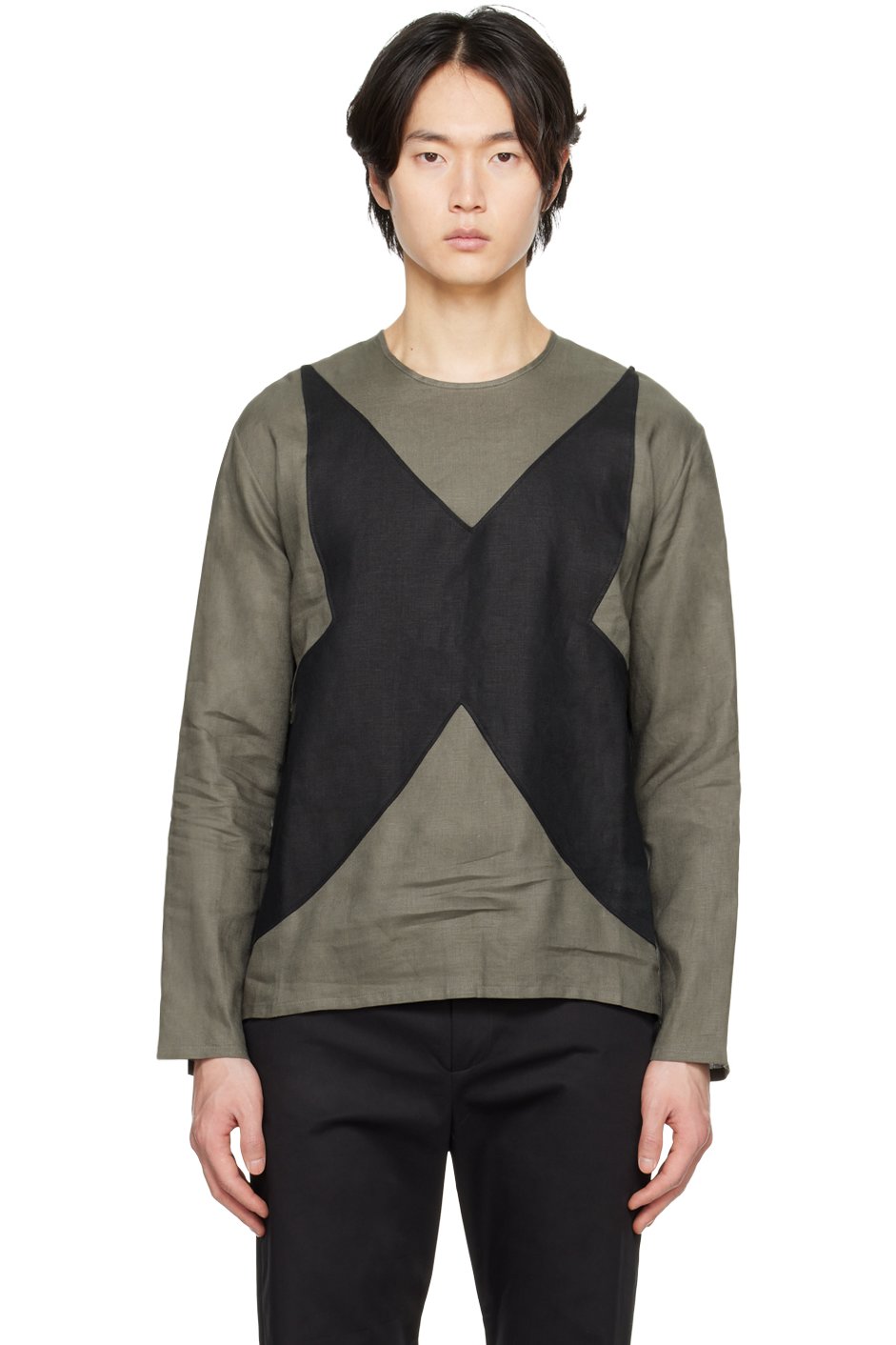 STRONGTHE - SSENSE Exclusive Green Paneled Baby Long Sleeve T-Shirt