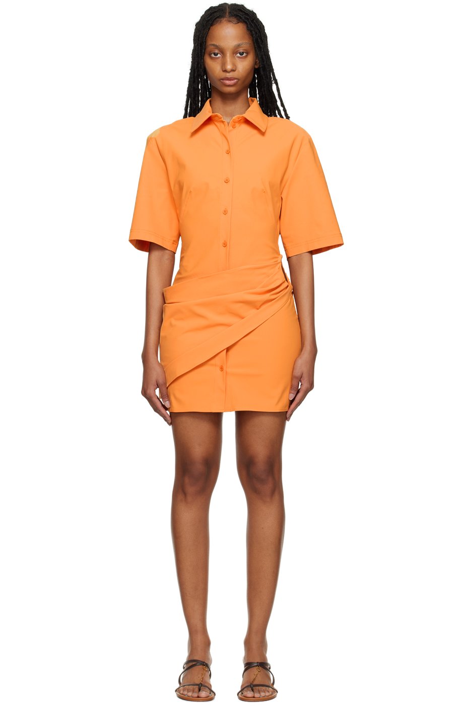JACQUEMUS - Robe courte Camisa orange - Le raphia
