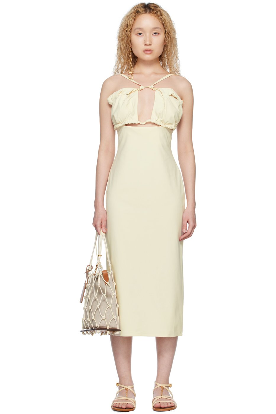 JACQUEMUS - Robe midi Bikini blanc cassé - Le raphia