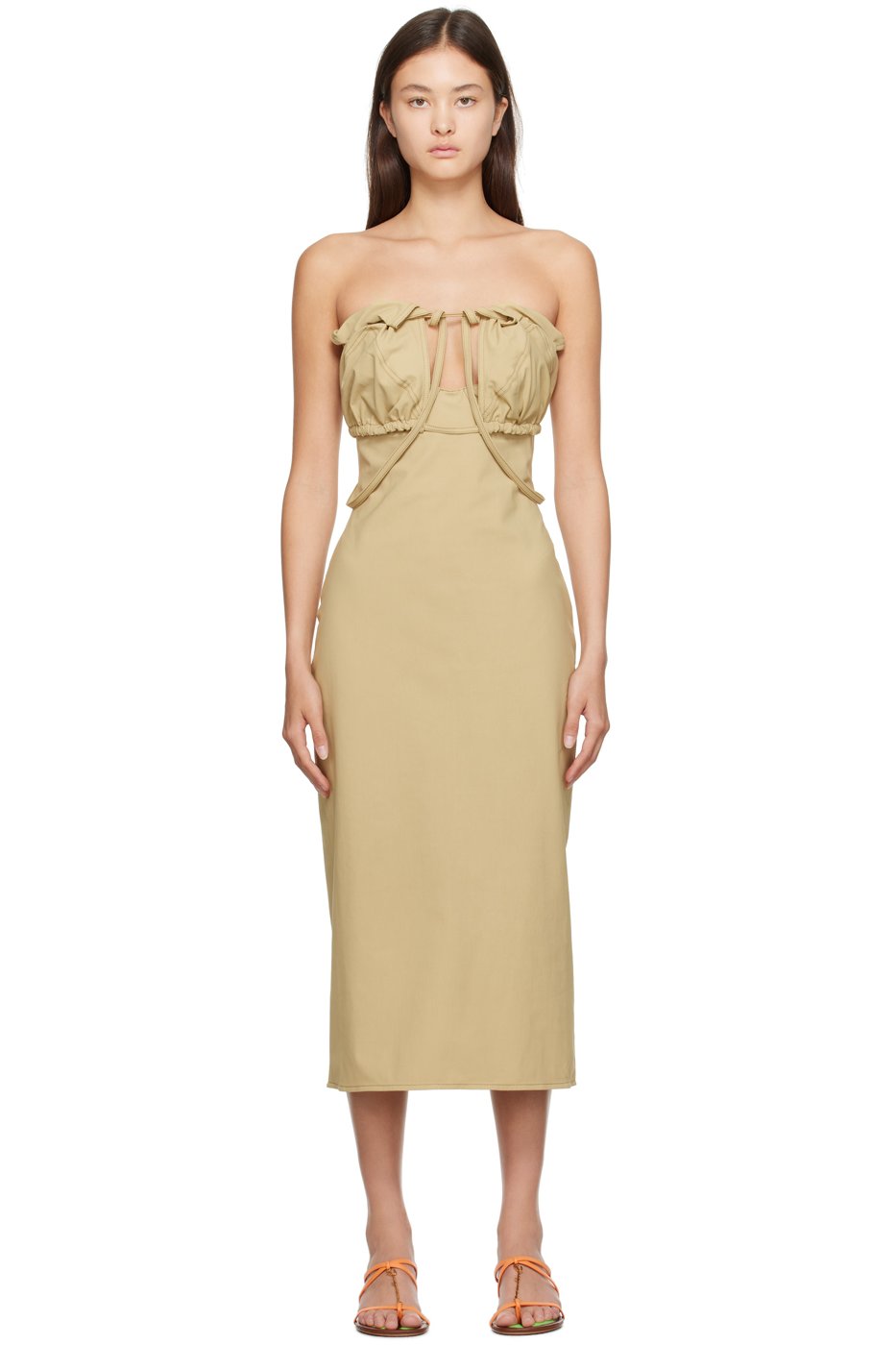 JACQUEMUS - Robe midi Bikini kaki - Le raphia