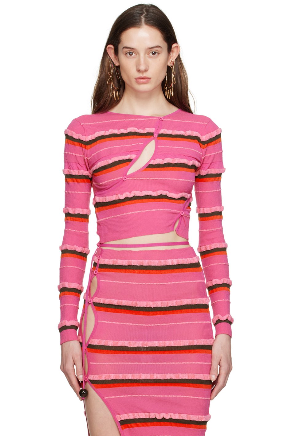 JACQUEMUS - Cardigan rose à assemblage torsadé