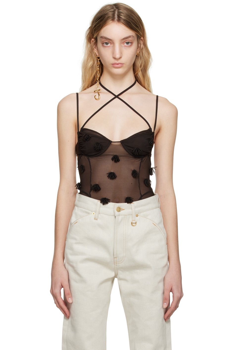 JACQUEMUS - Justaucorps Ilha brun - Le raphia