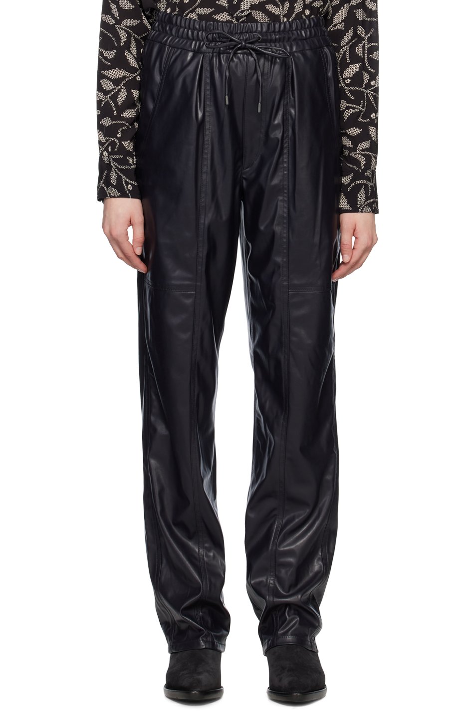 Isabel Marant Etoile - Pantalon Brina noir en cuir synthétique