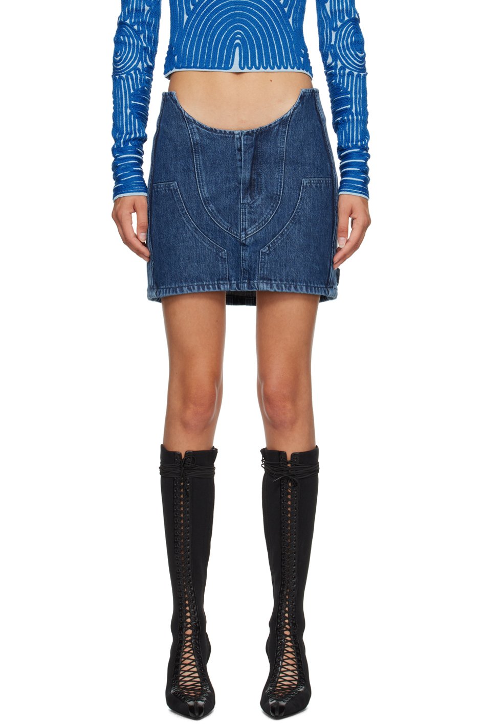 Off-White - Minijupe bleue en denim à découpe