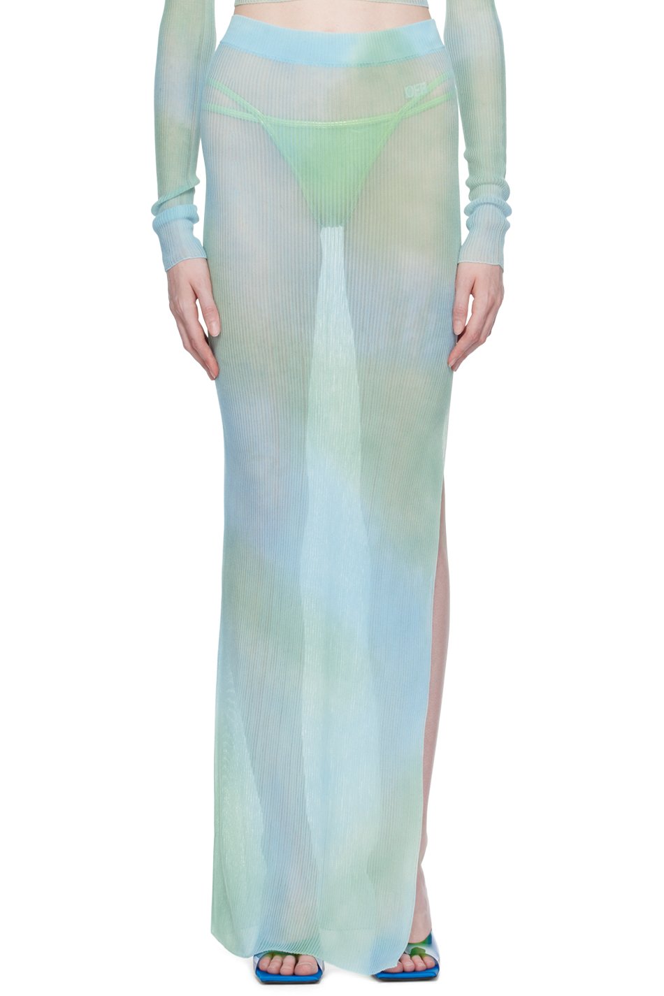 Off-White - Jupe midi bleue à motif tie-dye