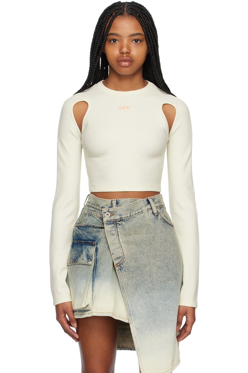 Off-White - T-shirt à manches longues doux blanc cassé