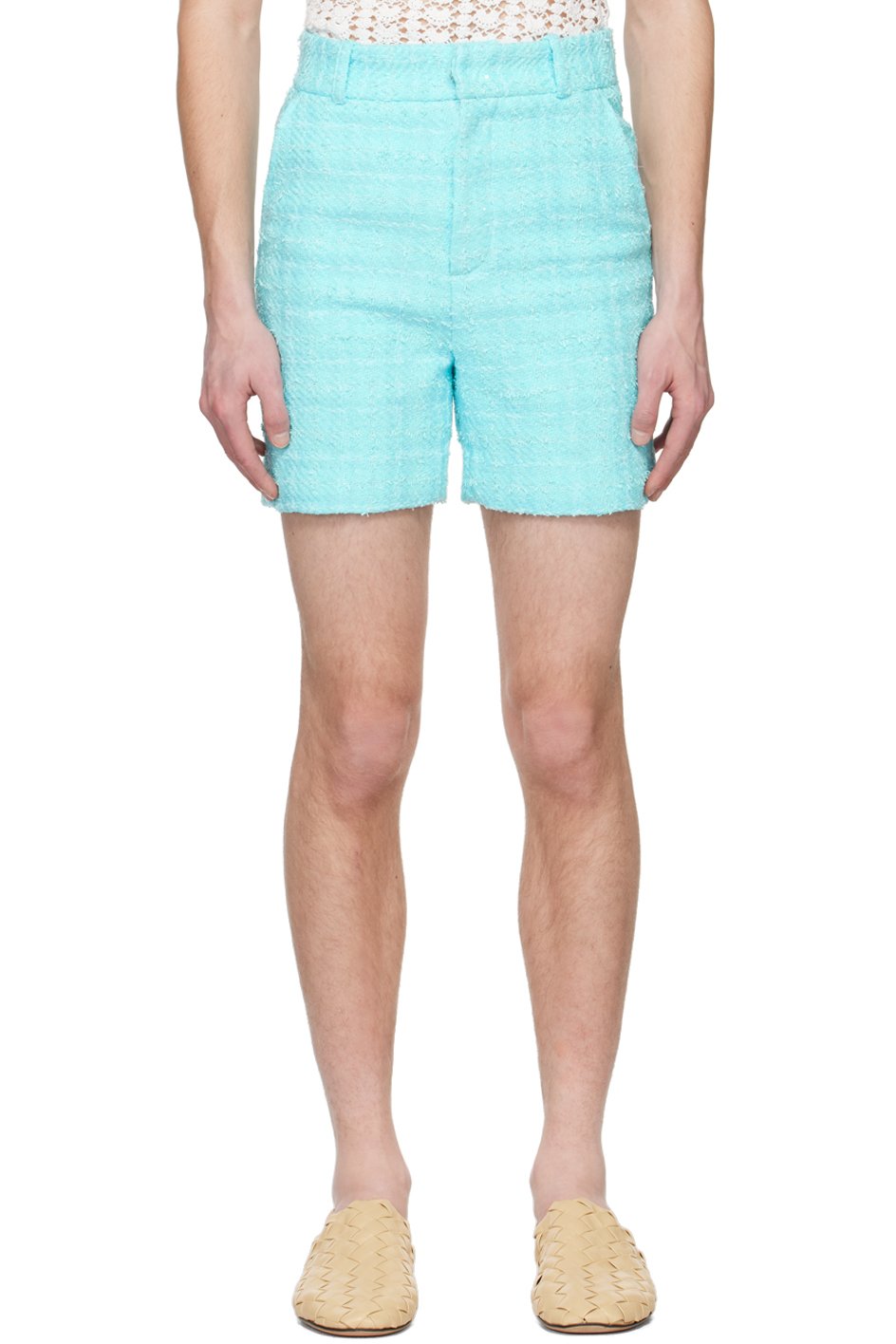young n sang - Blue Sequinned Shorts
