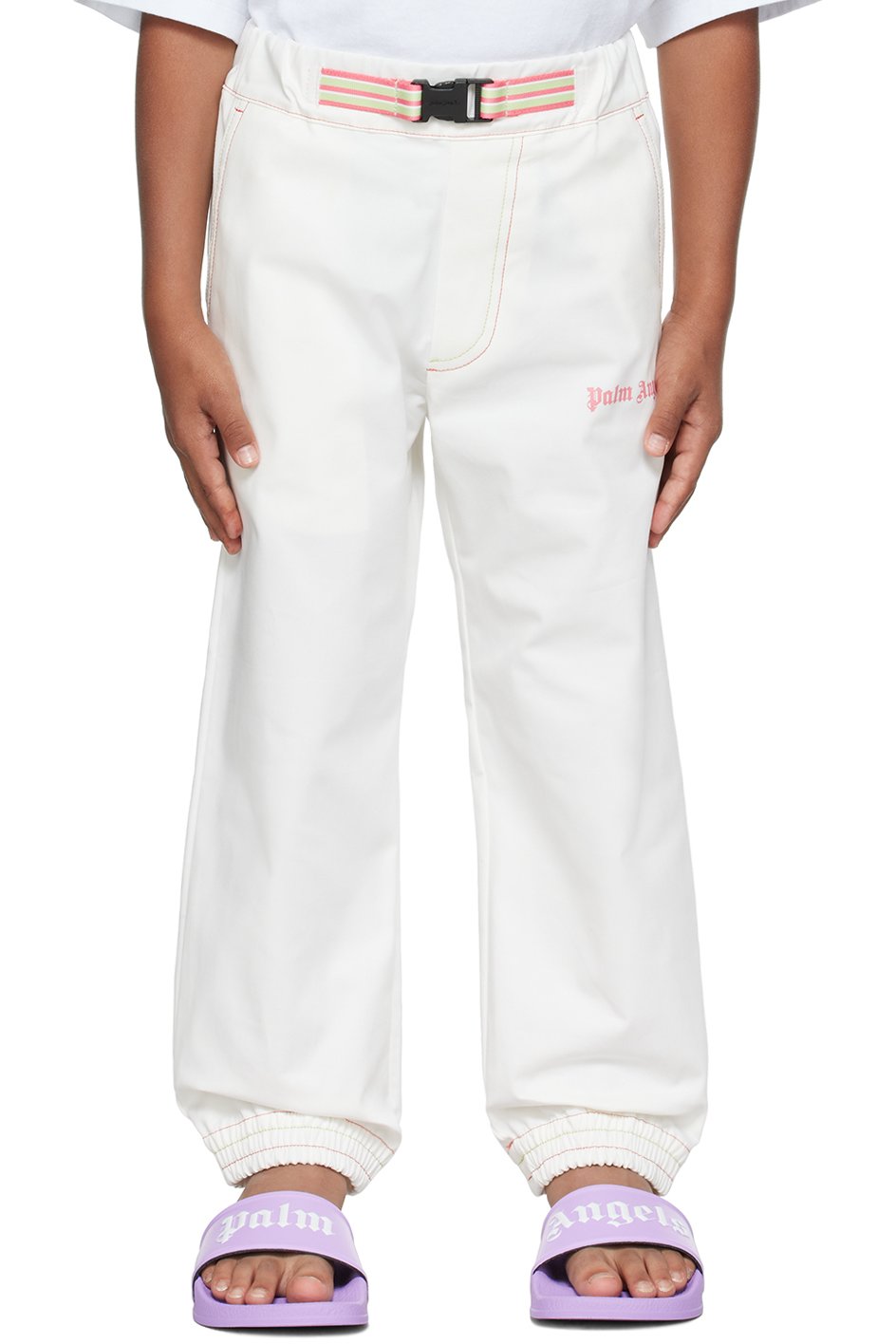 Palm Angels - Enfant | Pantalon blanc à ceinture