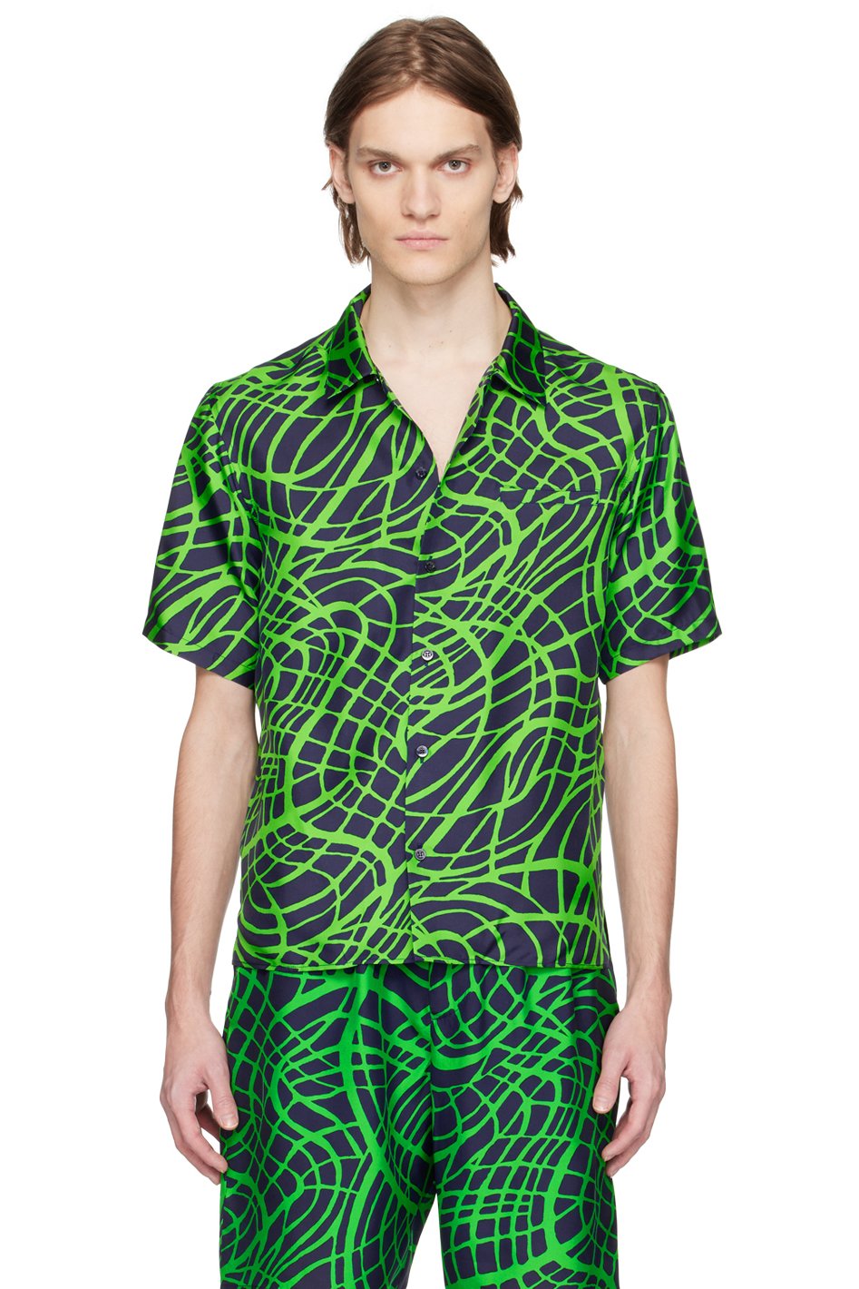 Moschino - Navy & Green Wave Shirt