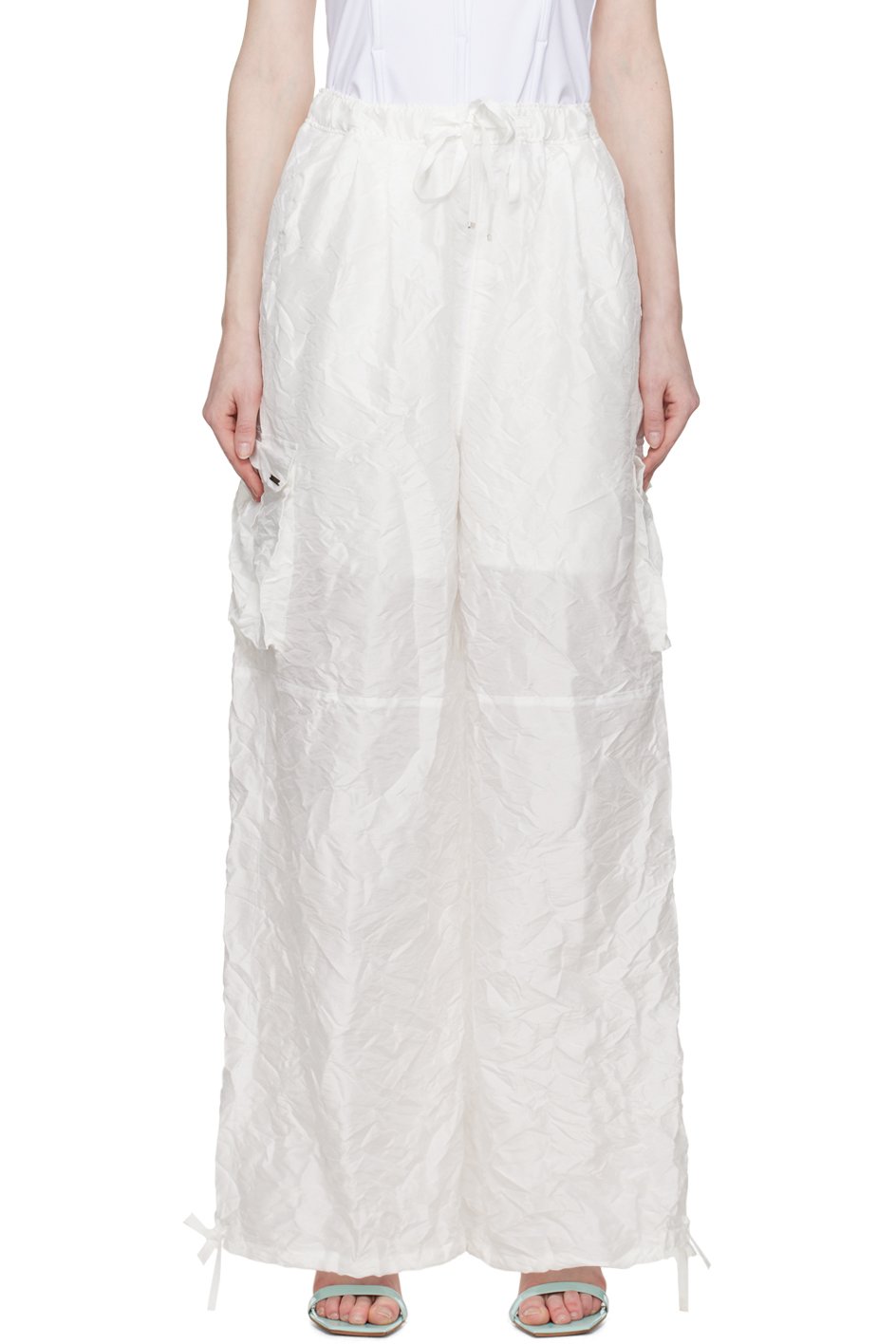 lesugiatelier - Pantalon blanc à effet froissé