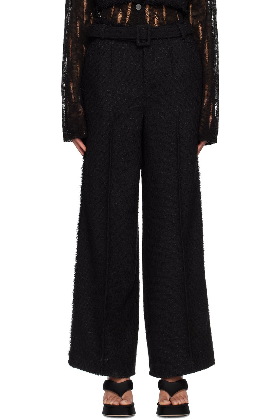 lesugiatelier - Pantalon noir à ceinture