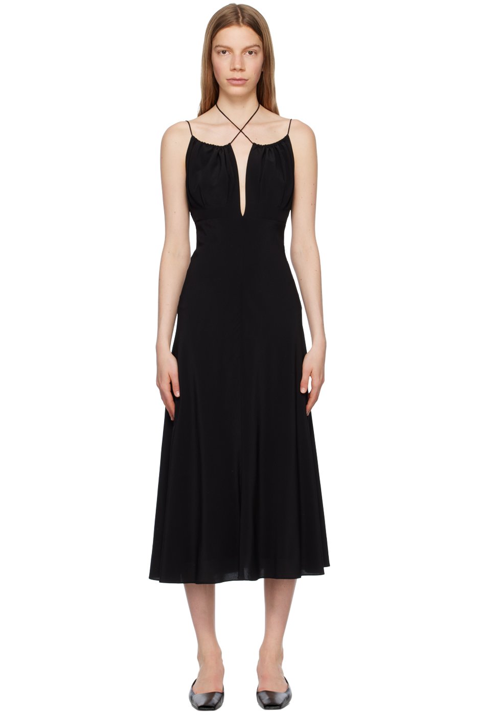 TOTEME - Robe longue noire à fronces