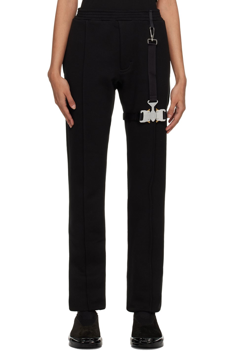 1017 ALYX 9SM - Pantalon de détente noir à boucle de style montagnes russes triple