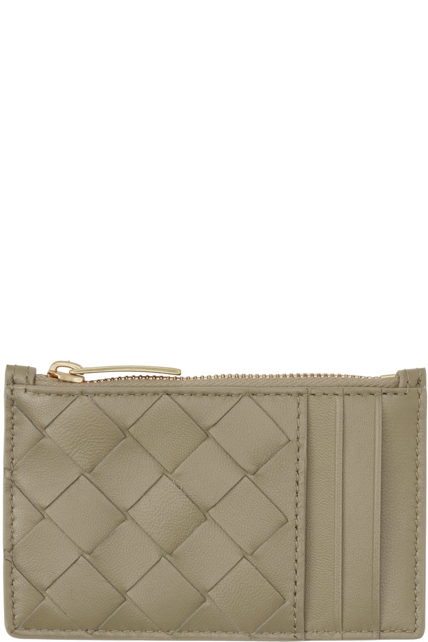 Bottega Veneta - Porte-carte taupe à glissière