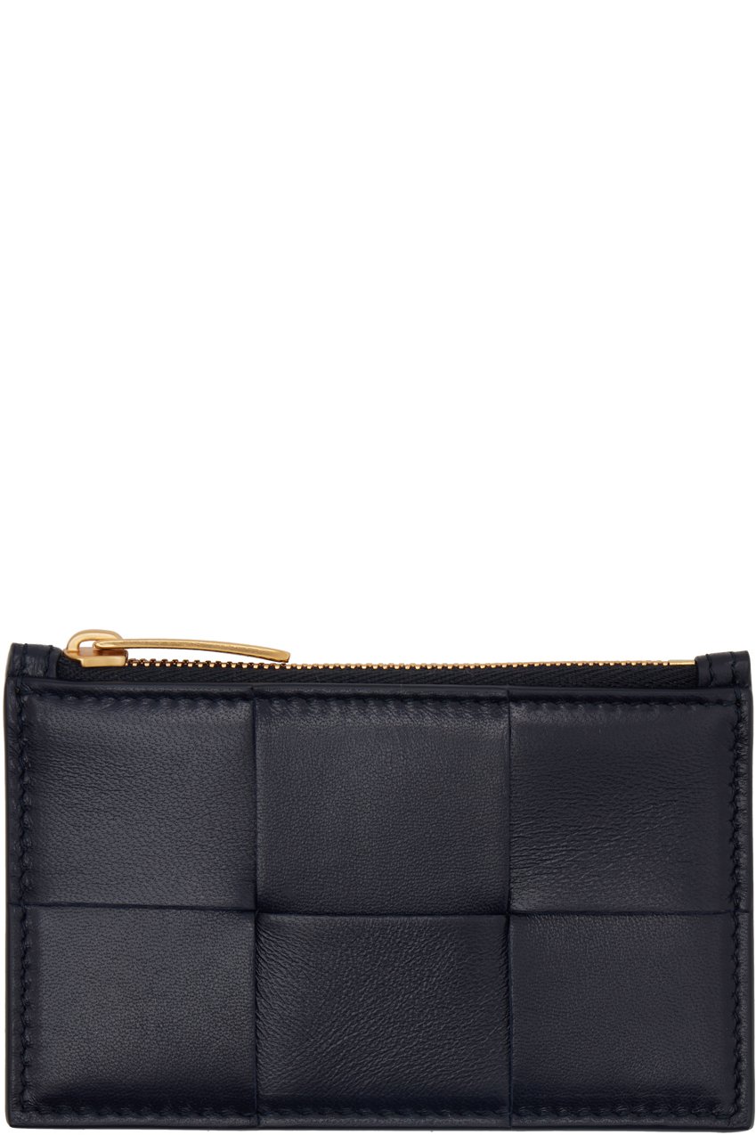 Bottega Veneta - Porte-carte bleu marine à glissière