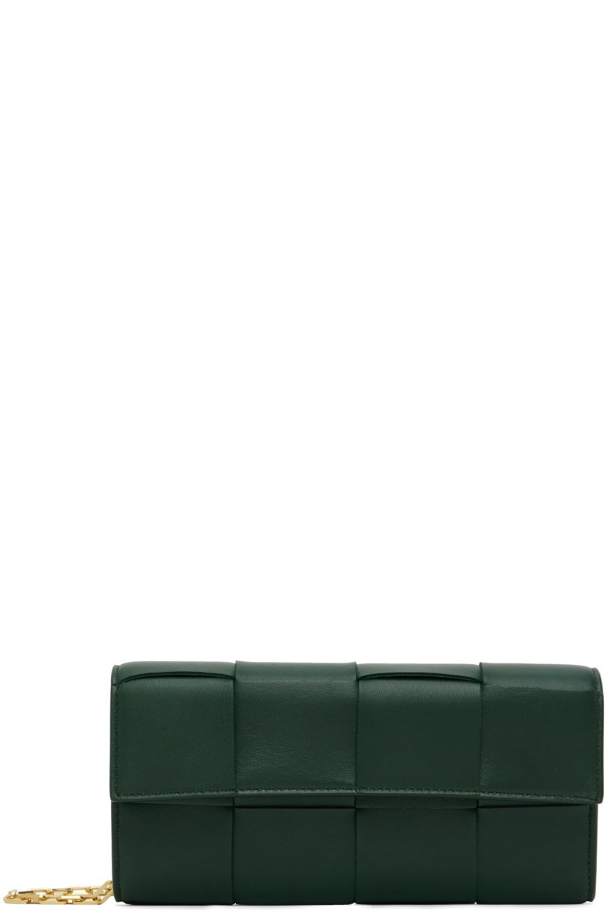 Bottega Veneta - Sac à chaine Cassette vert tissé façon intrecciato
