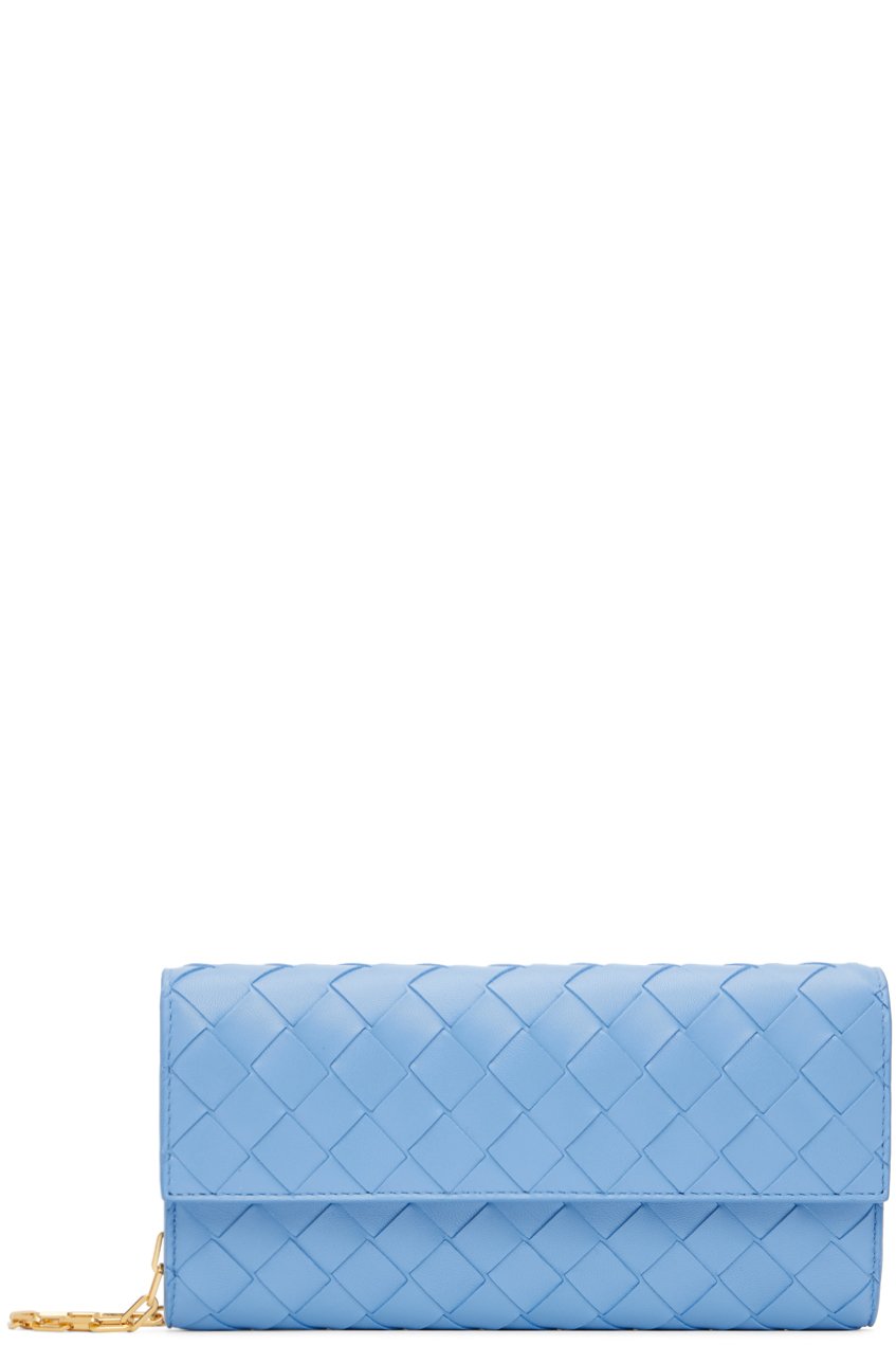 Bottega Veneta - Portefeuille bleu à chaîne