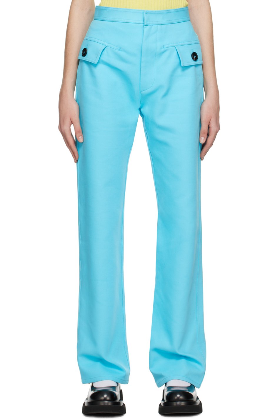 Bottega Veneta - Pantalon bleu à braguette à glissière