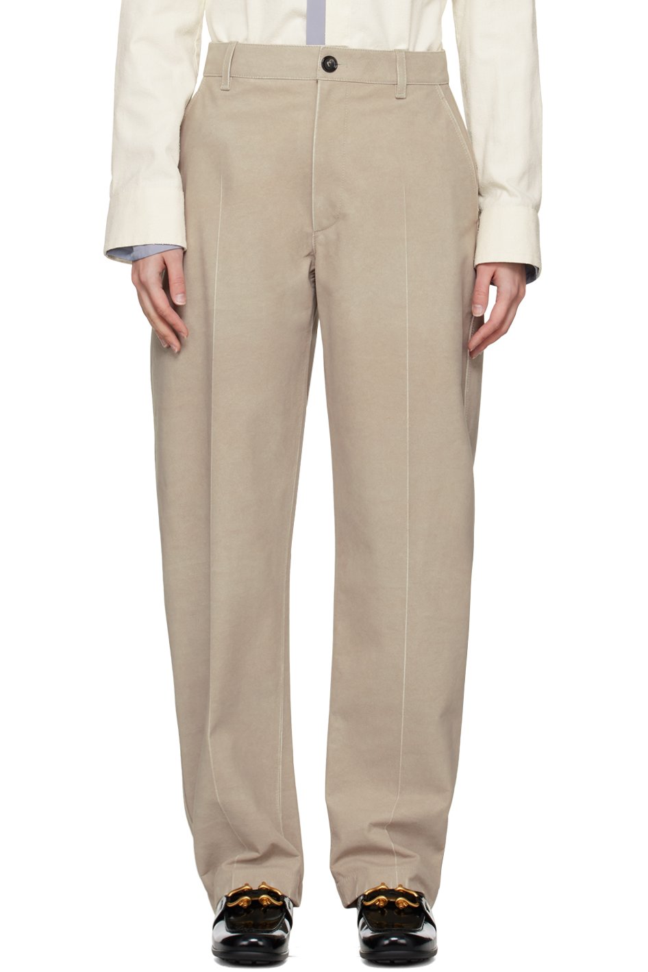 Bottega Veneta - Beige Printed Leather Pants