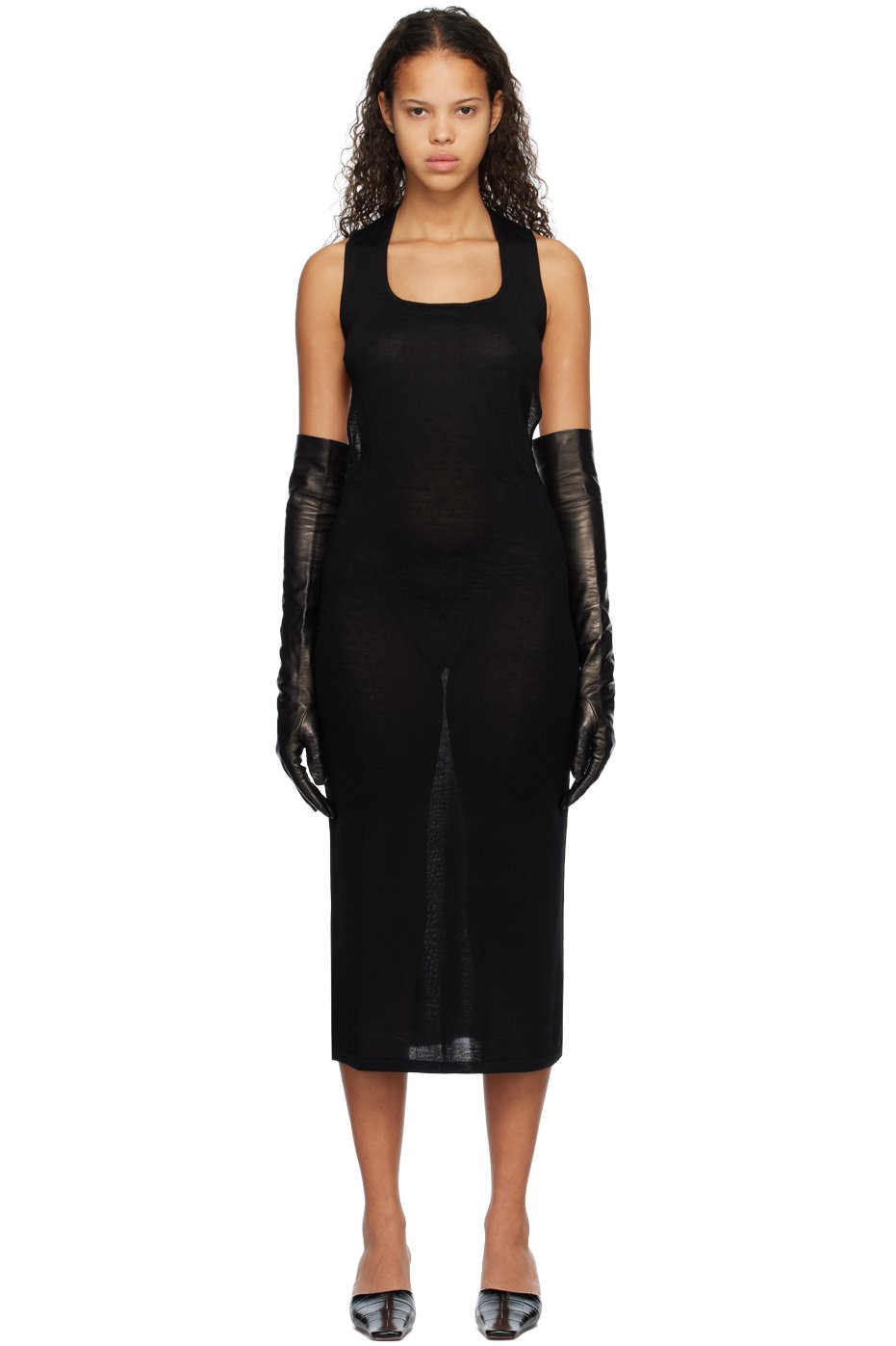 Subtle Le Nguyen - Black Scoop Neck Midi Dress