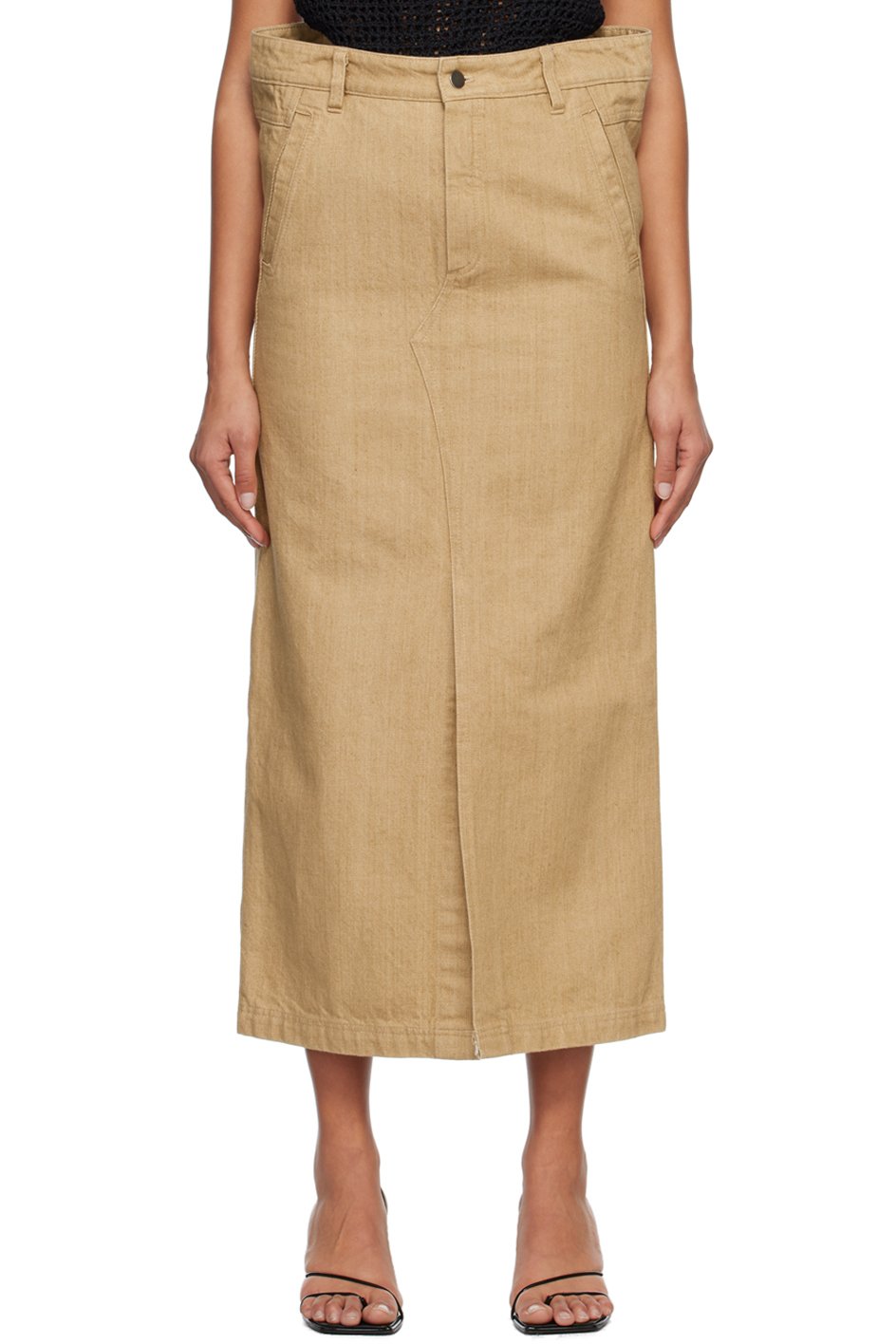 Subtle Le Nguyen - Jupe longue beige en denim