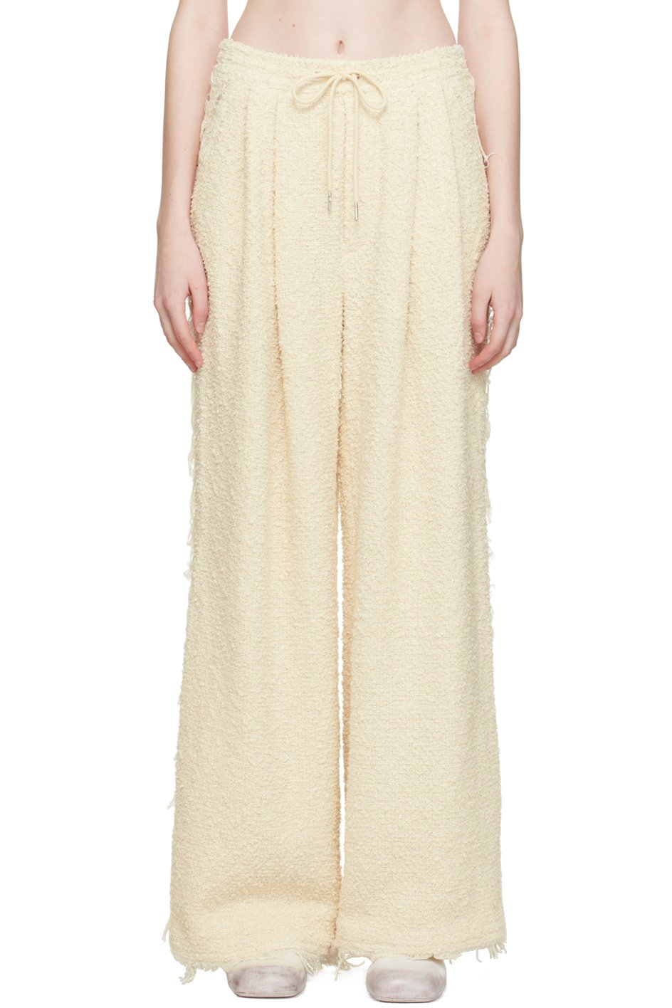 Eckhaus Latta - Pantalon blanc cassé à bords effilochés