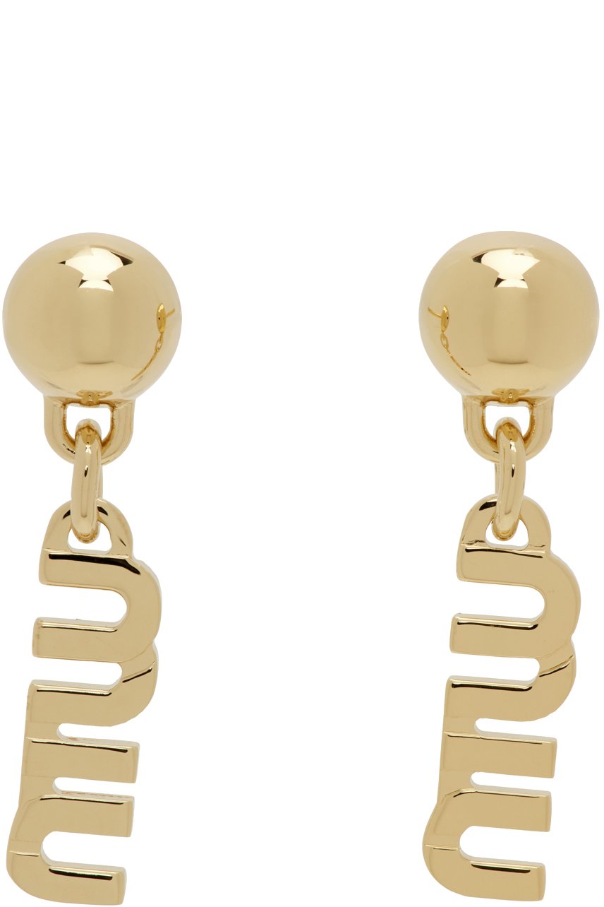 Miu Miu - Boucles d'oreilles pendantes dorées