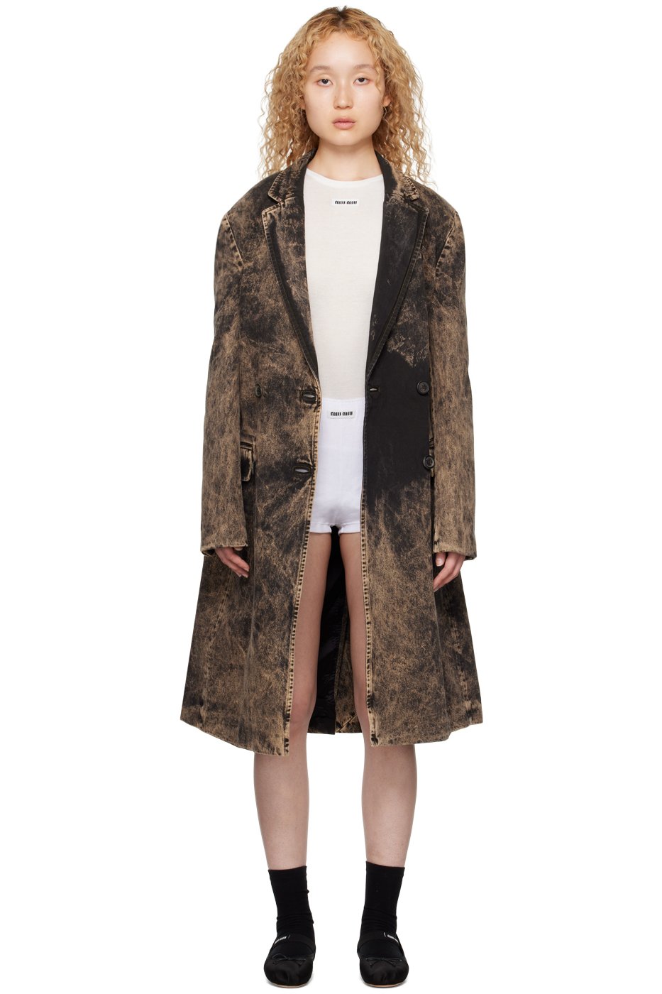 Miu Miu - Blouson noir en denim à effet marbré