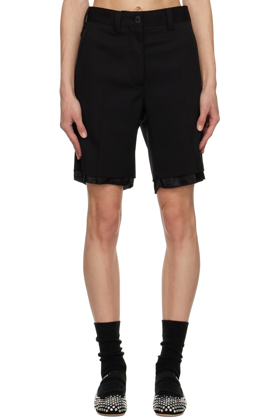 Miu Miu - Short noir à bord brut