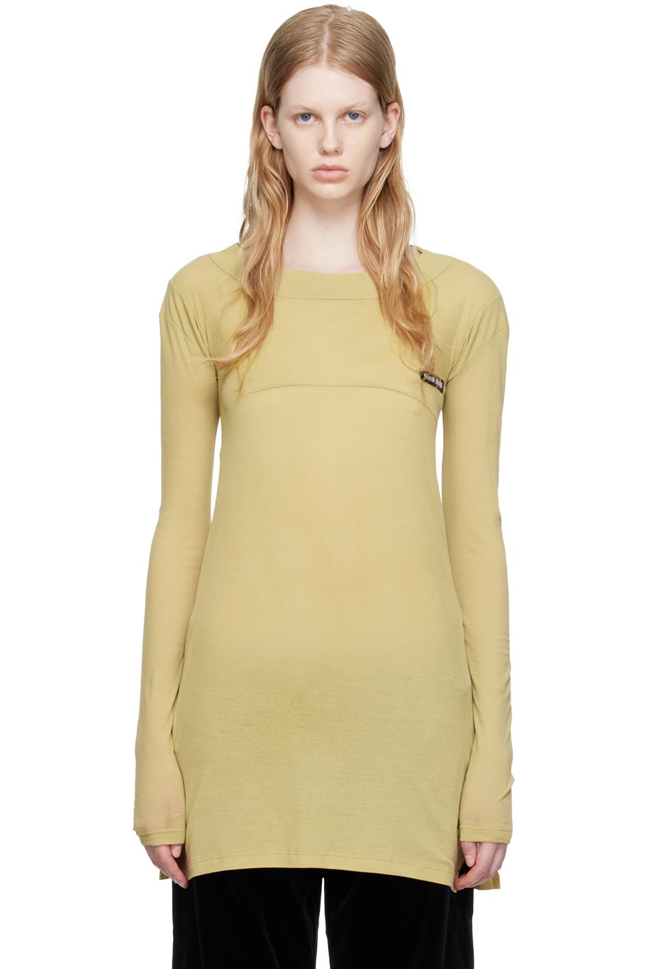 Miu Miu - T-shirt à manches longues teint en plongée kaki