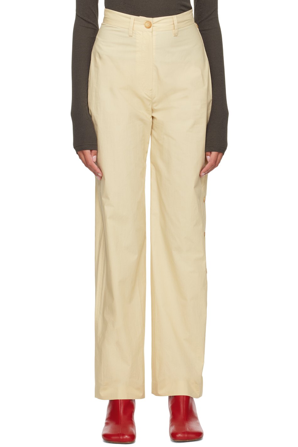 Nanushka - Pantalon Nessa blanc cassé