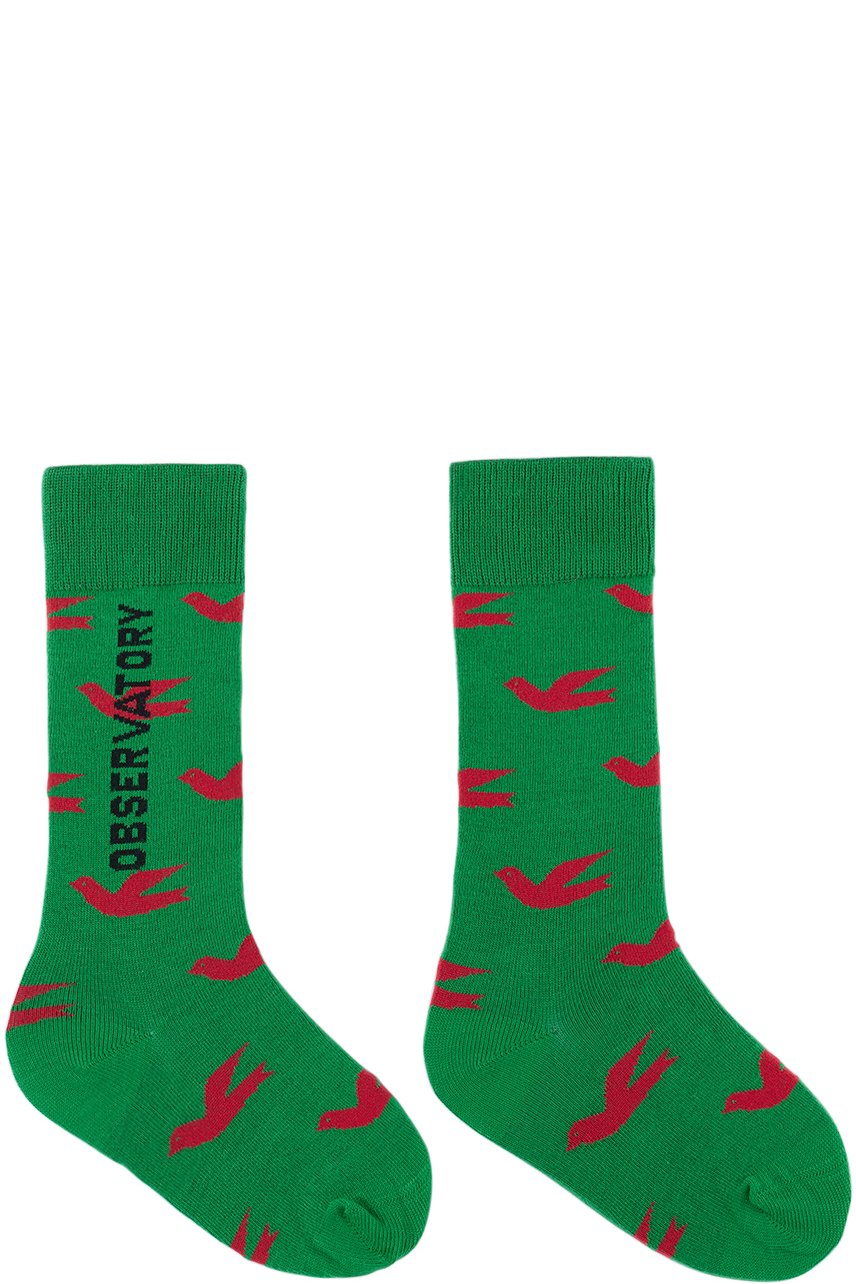 The Animals Observatory - Kids Green 'Birds Green Worm' Socks