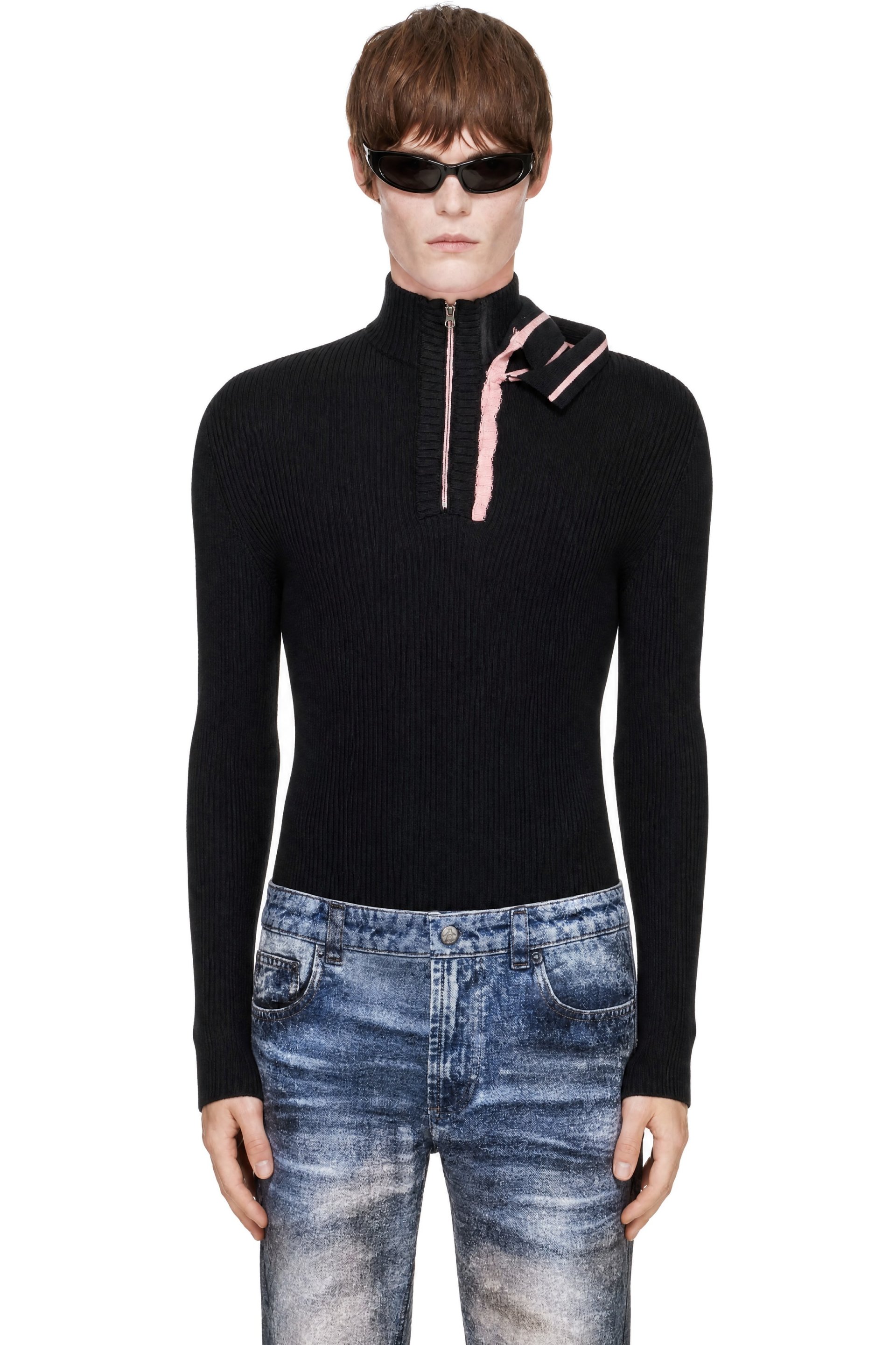 Y/Project - Black Double Collar Sweater