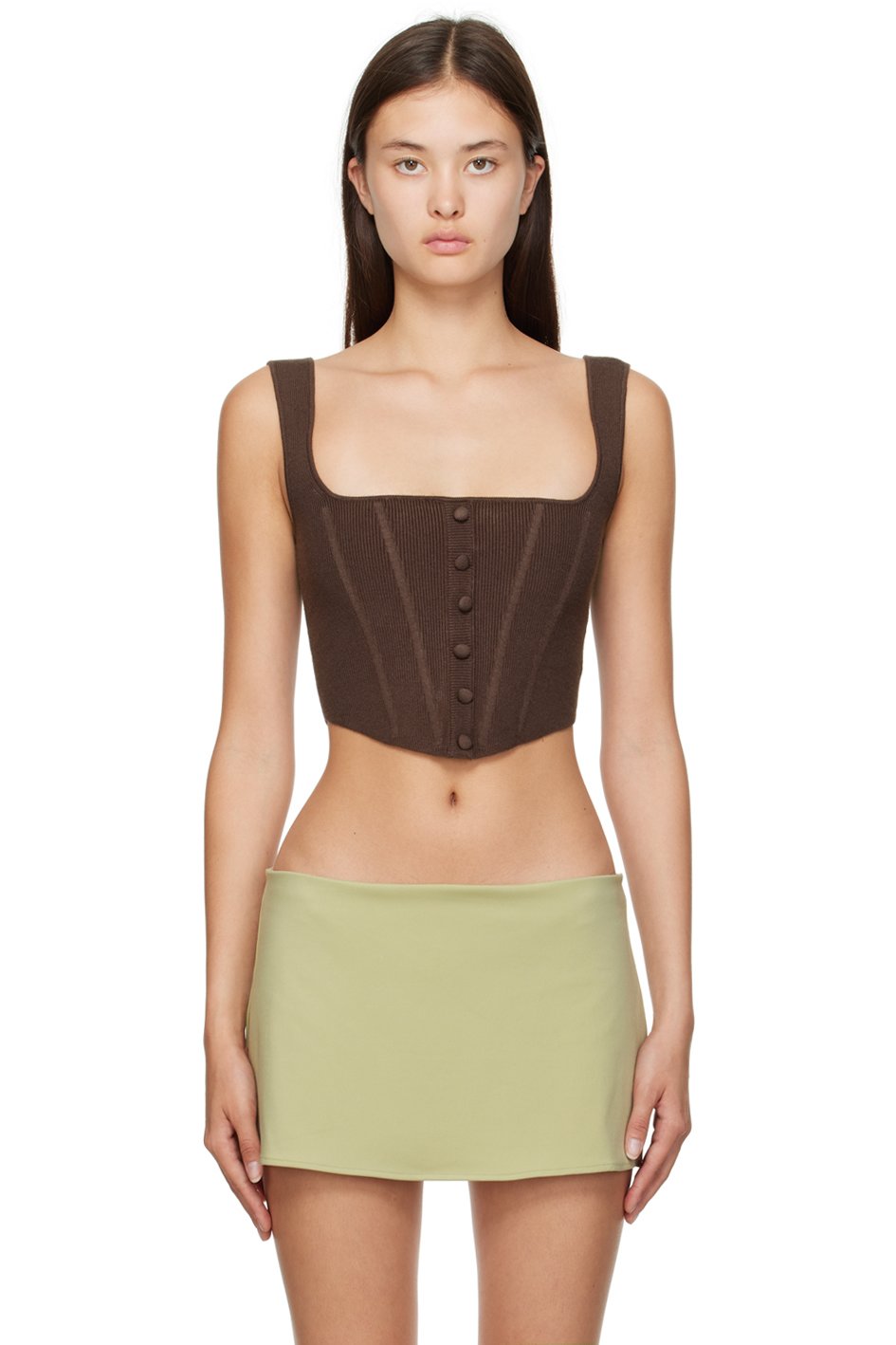 GUIZIO - Camisole de style corset brune