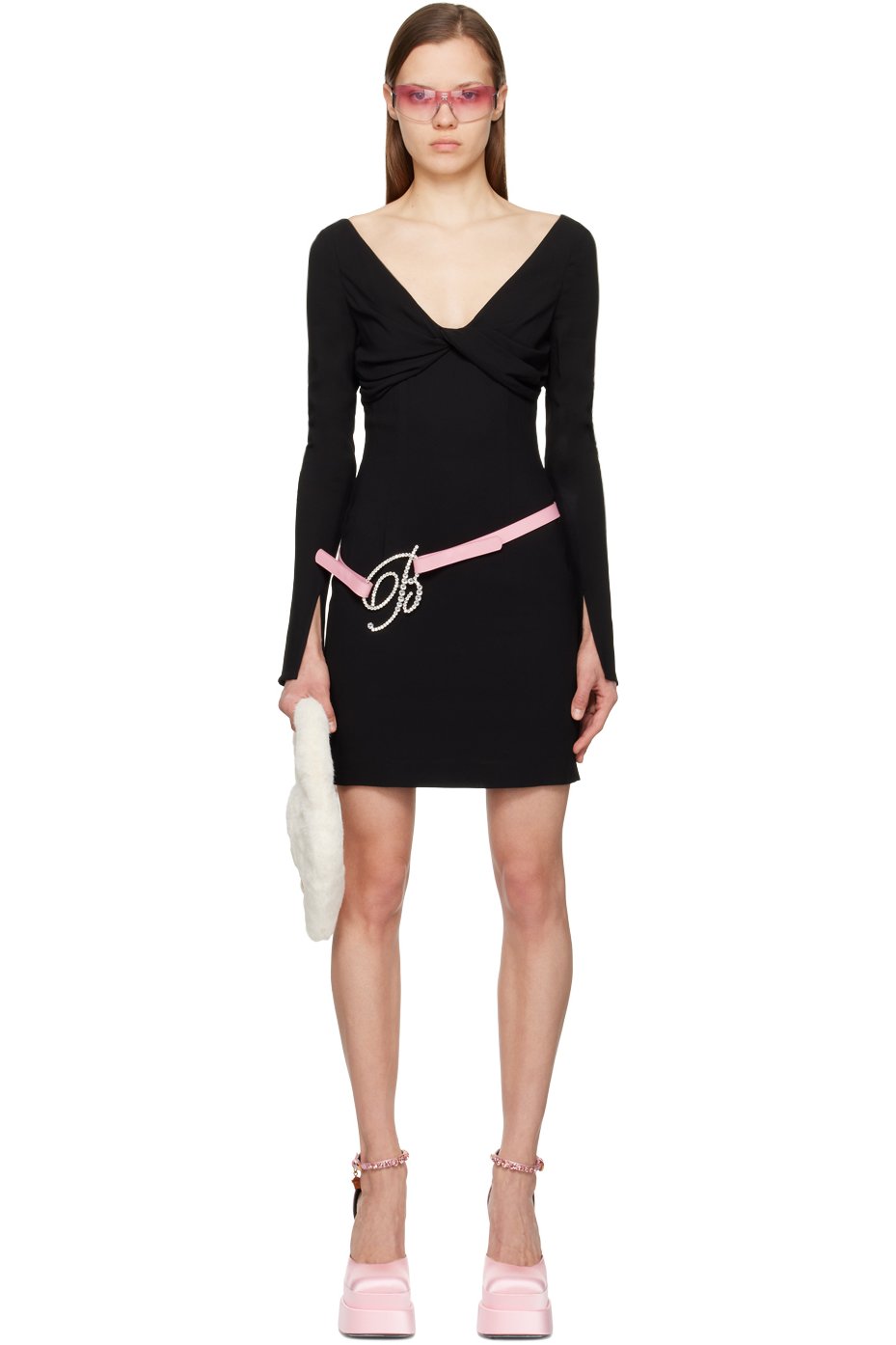 Blumarine - Robe courte noire à ornement torsadé
