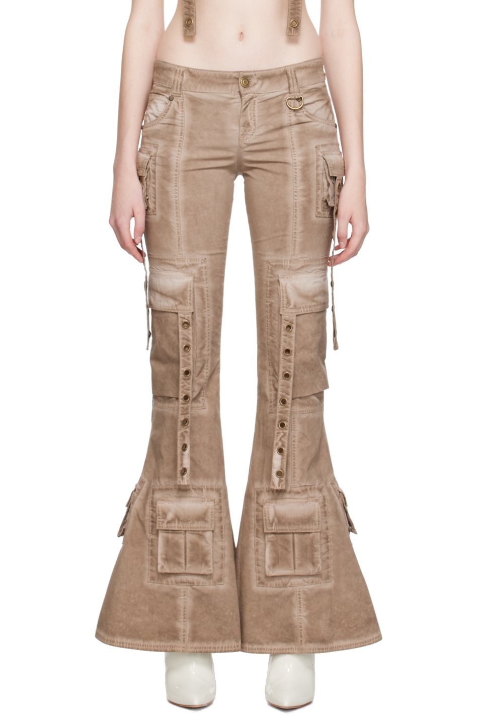 Blumarine - Pantalon brun à sangles
