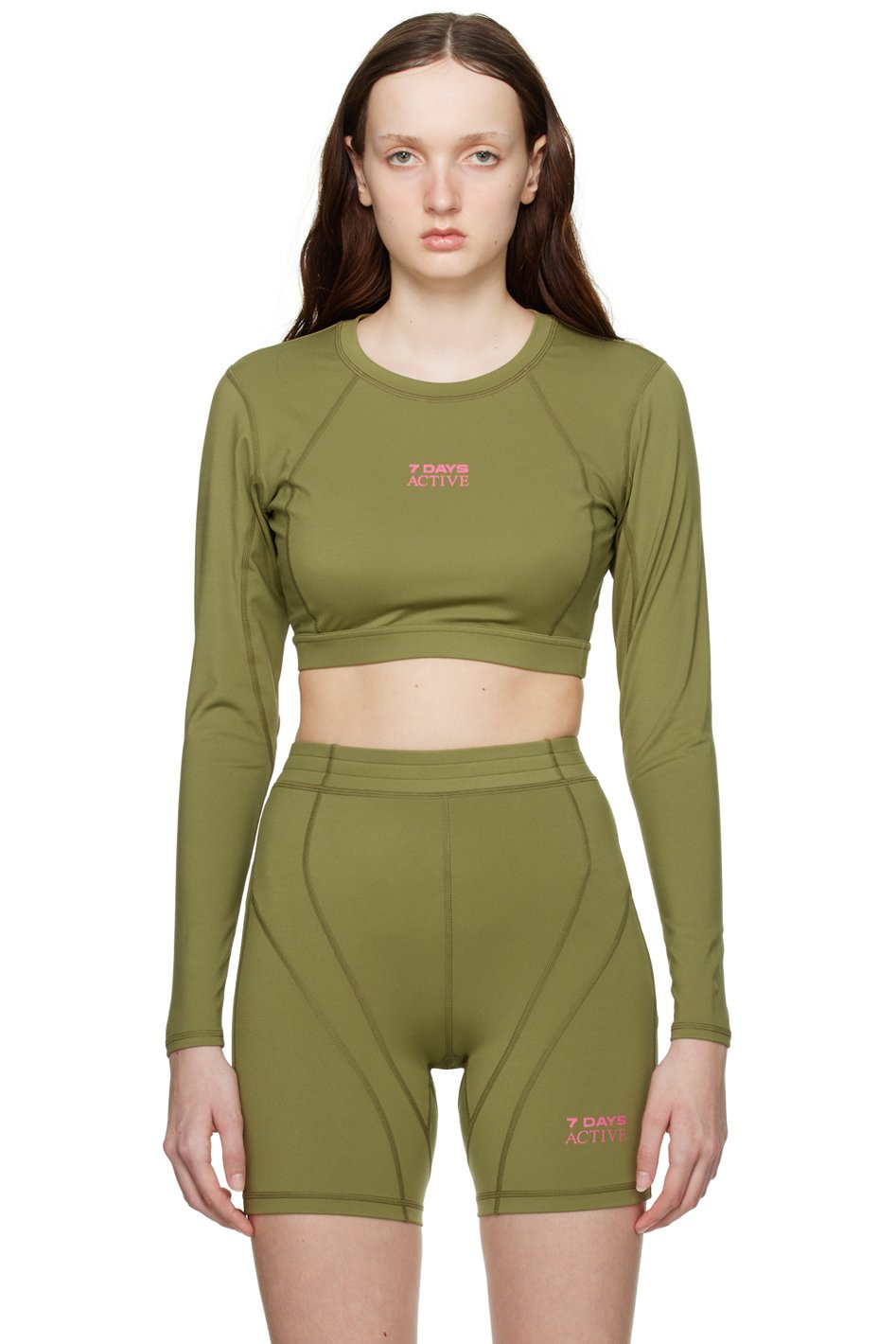 7 DAYS Active - Green Cropped Long Sleeve T-Shirt