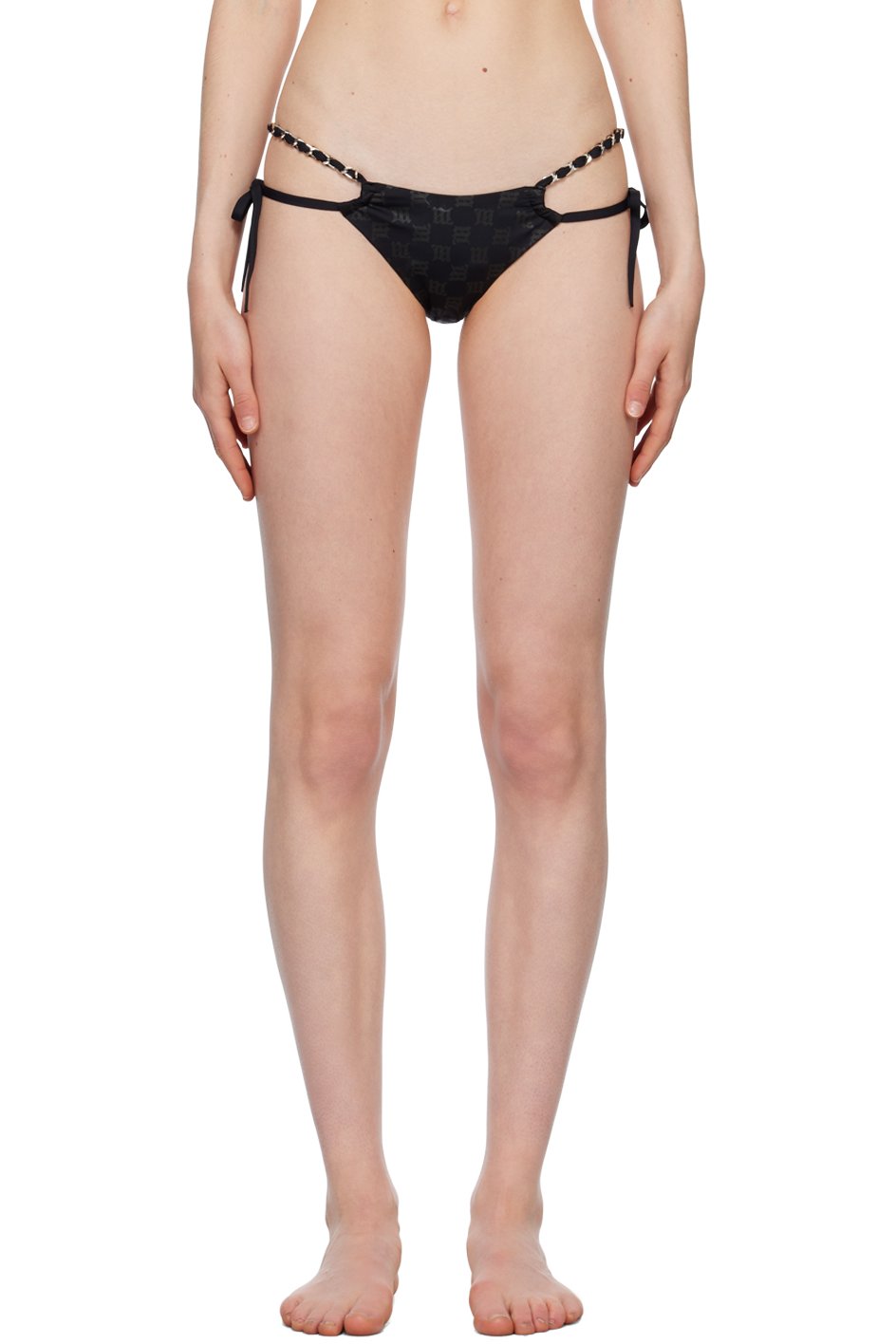 MISBHV - Culotte de bikini noire à garnitures à chaine